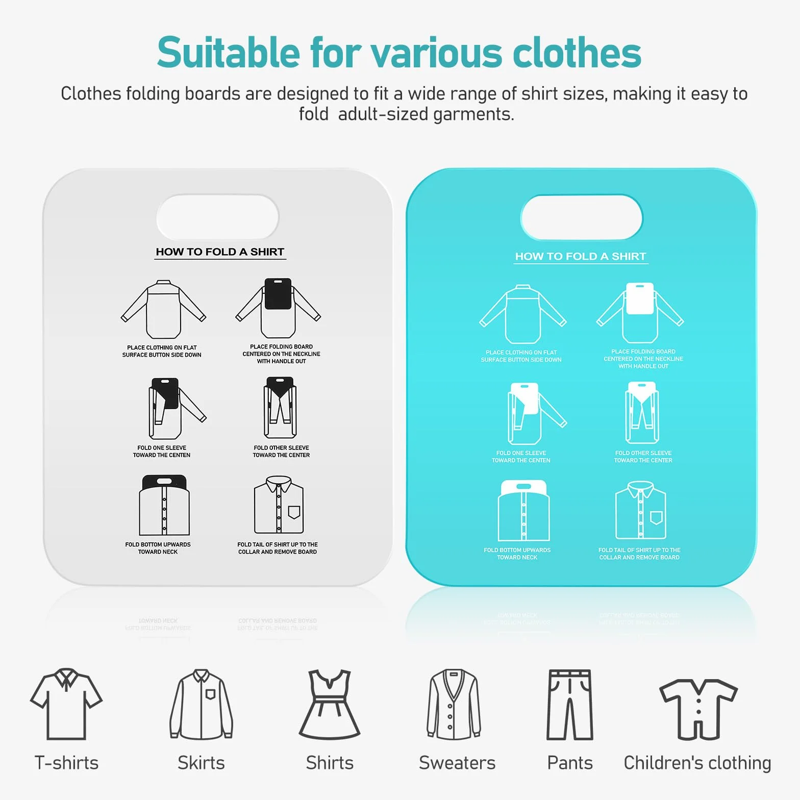 Set 2 Pezzi Tavola Pieghevole per Vestiti per Adulti, Strumento per Piegare Magliette e Camicie, Cartella per Abbigliamento Design Pratico, Uso Domestico per Armadi