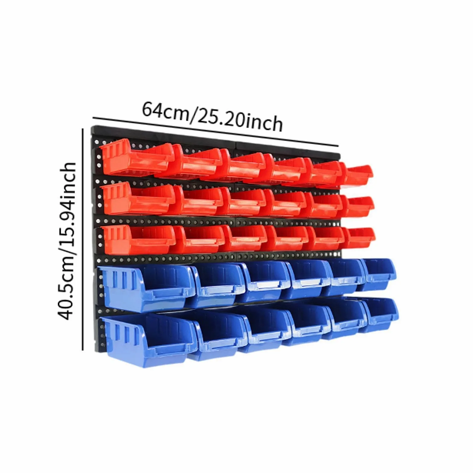 30 Scatole Portaoggetti con Pannello Forato, Scaffale per Componenti Facilmente Accessibile, Organizer per Utensili, Forniture per Ufficio, Garage, Rosso Blu