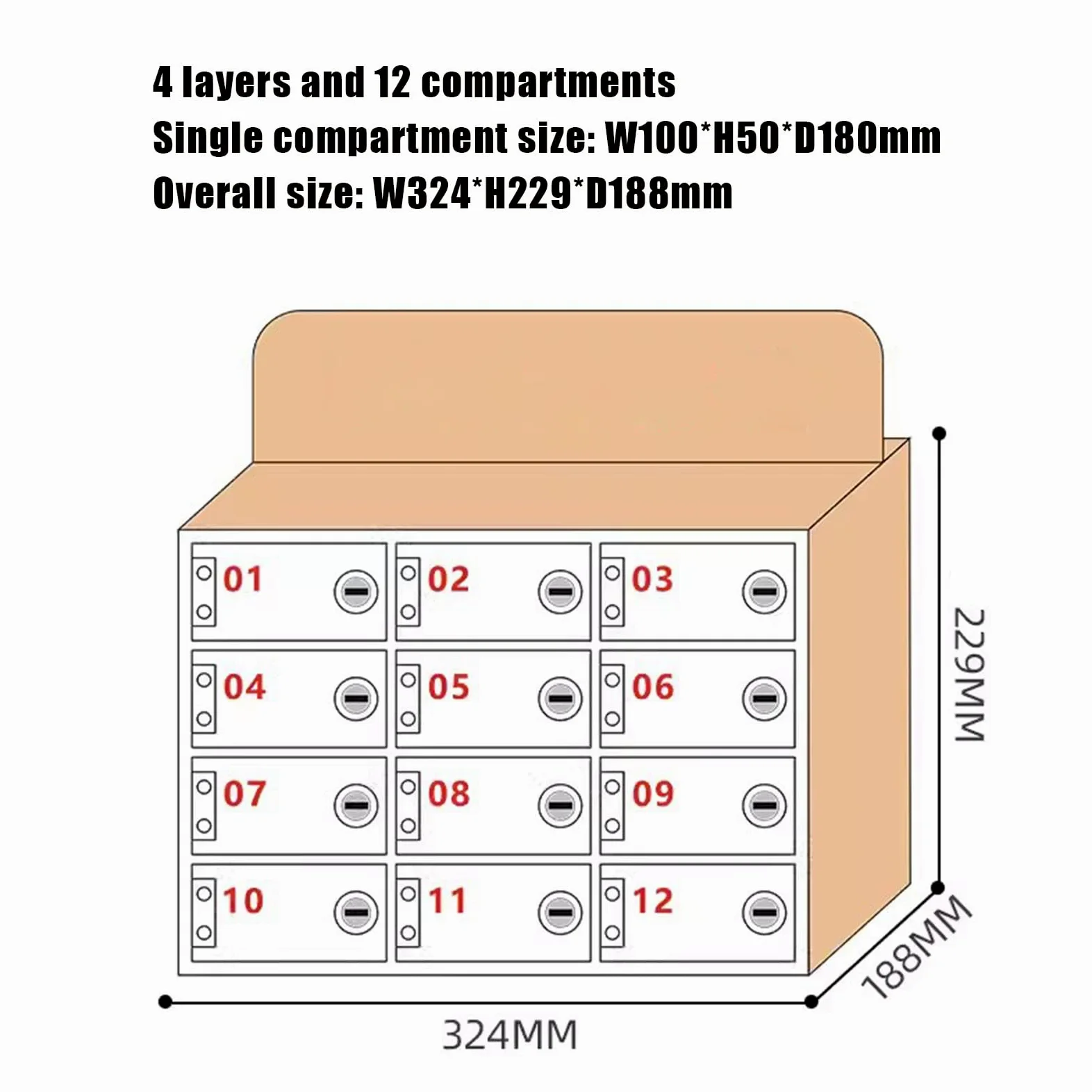 Armadietto per telefono da parete, trasparente, cassetta di sicurezza per studenti, con funzione di bloccaggio per 6-100 bit (12 punte incluse), ideale per scuola e ufficio