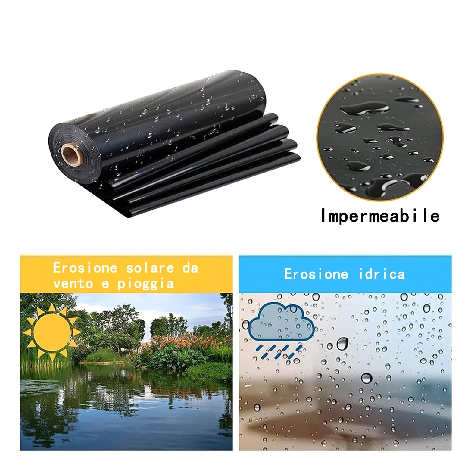Telo per stagno da giardino 8x10m,telo pvc laghetto,Rivestimento per Laghetto in HDPE Resistente,Fodera Laghetto Flessibile per Piscina Giardino per Laghetti,Fontane,Giardini Acquatici e Cascate