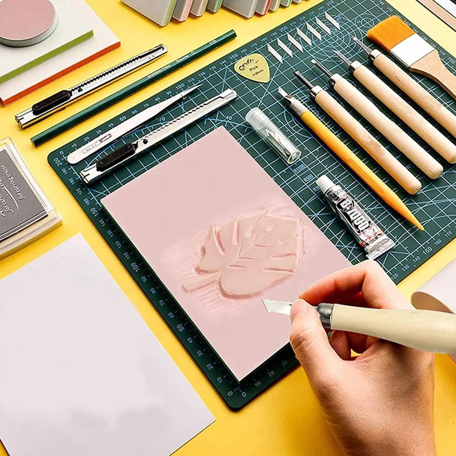 2 Kit di Strumenti Per Intaglio del Legno, Sgorbie per Legno, Coltelli da Intaglio con Lama, per Adulti, Principianti, per Blocchi di Intaglio Fai-da-Te Scultura E Arte Paiting