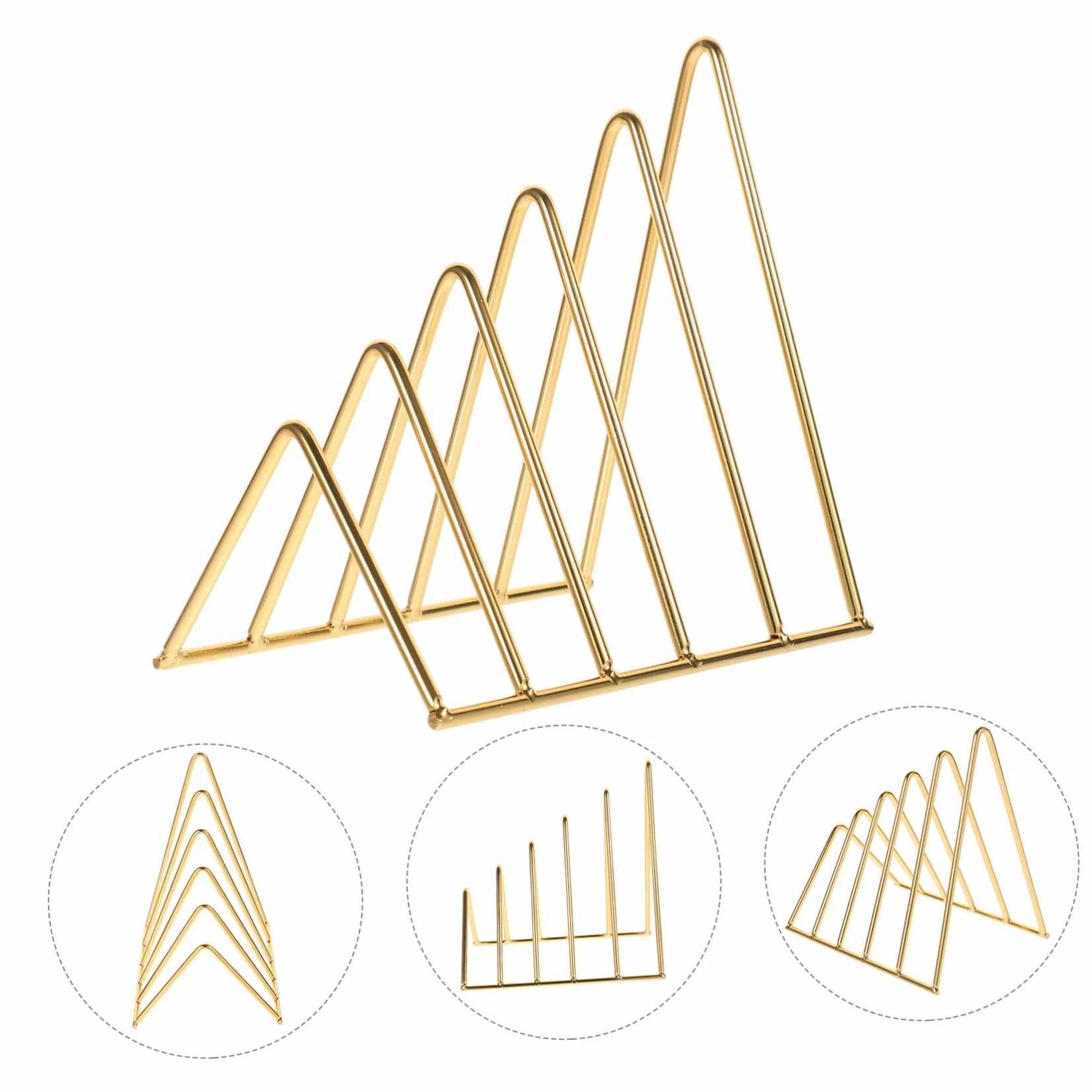 Organizer da Scrivania in Ferro Color Oro Design Semplice e Angoli Arrotondati, Porta Libri e File Leggero e Pratico per Ufficio e Aula