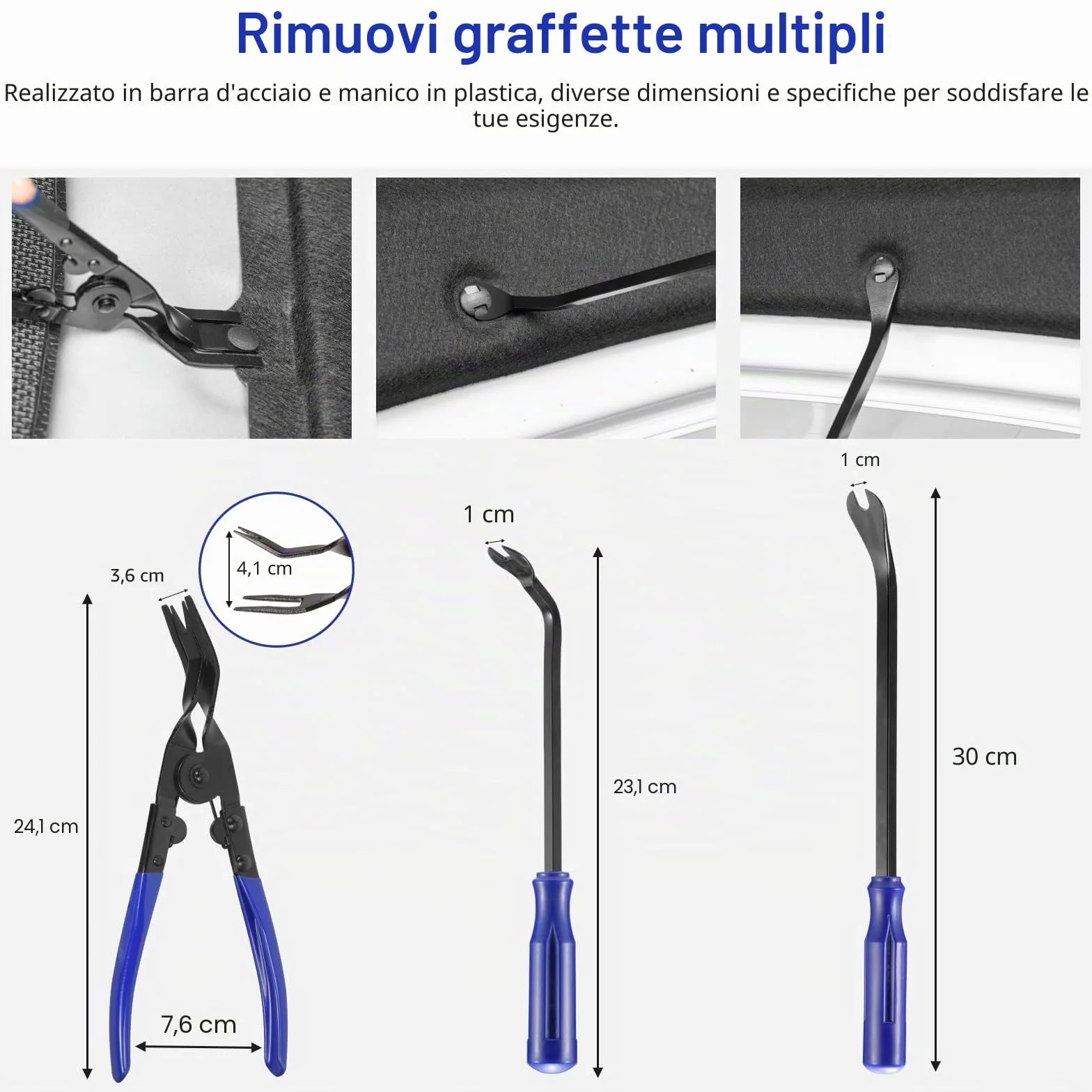 250 Pezzi Kit Smontaggio Pannelli Auto Attrezzi Auto Strumento di Rimozione Auto Cunei di Plastica Leve Kit di Installazione Strumenti per Smontare Pannello Interno Auto Radio (Blu)