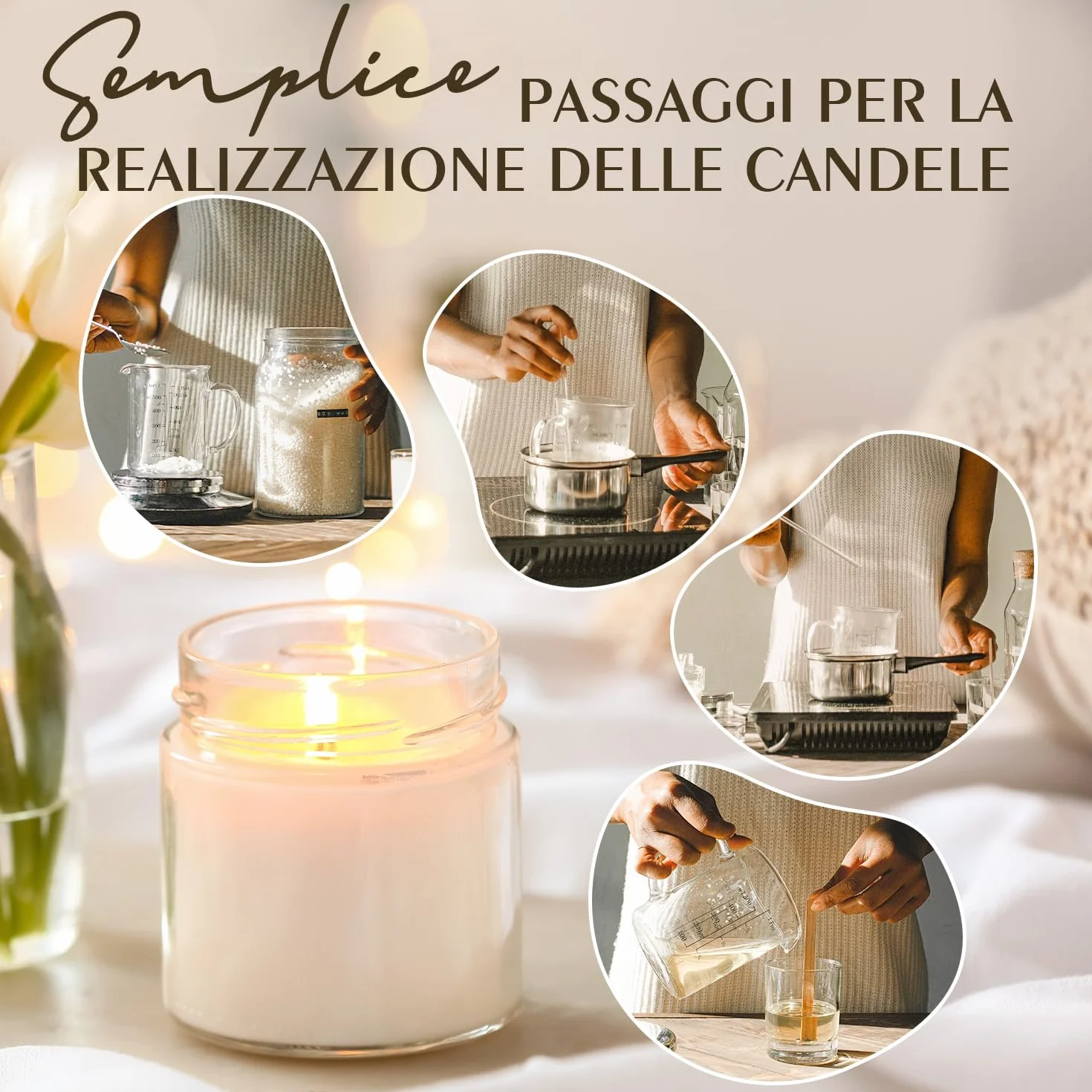 Cera di soia per candele 5KG, cera per candele di prima qualità di Waxcanpy, cera per candele fai da te, cera di soia organica 100% naturale per candele