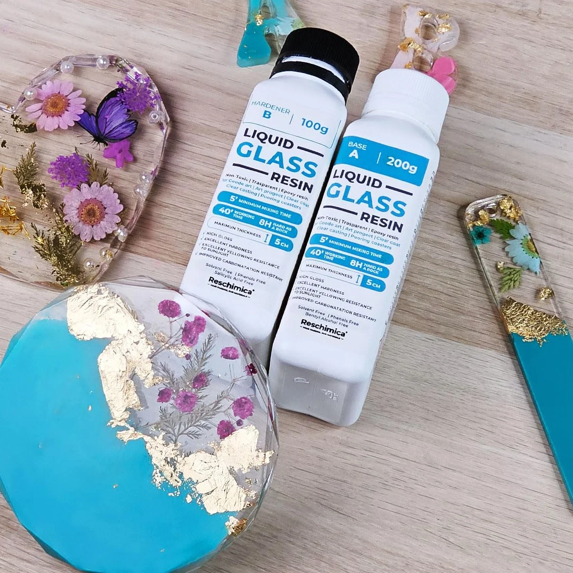Resina epossidica trasparente, effetto vetro - Perfetta per bricolage, gioielli e modellismo. Colorabile e facile da usare - Liquid Glass Resin (750 gr)