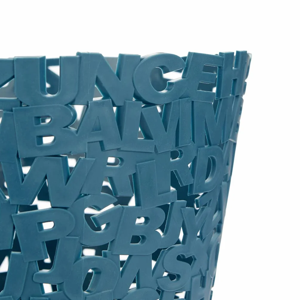 Balvi Cestino Letters Colore Blu Cestino Originale di Design con Lettere Ideale per uffici, casa e sc