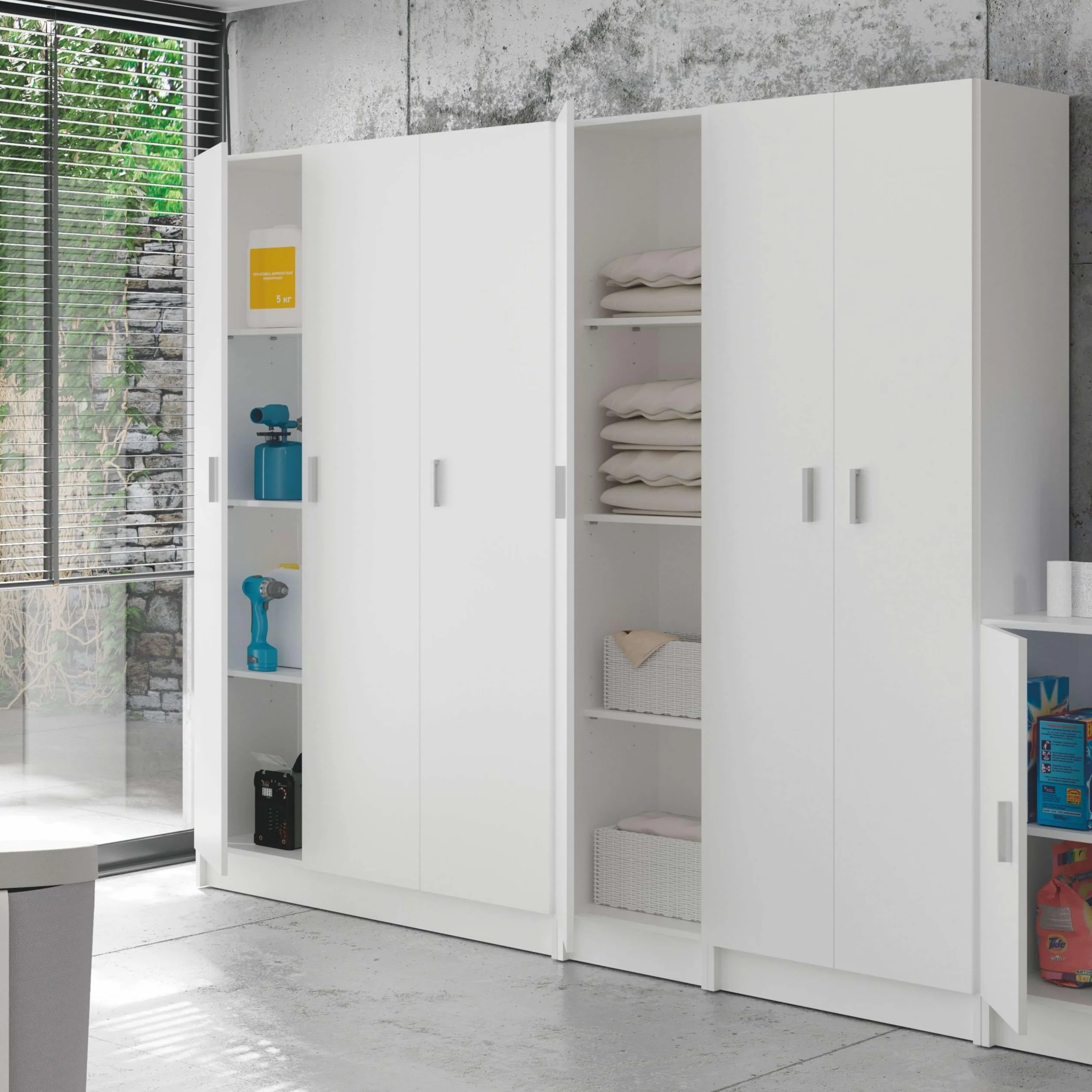 Habitdesign FOARM7143O Mobile Multiuso Tutto in Laminato, Bianco, 3