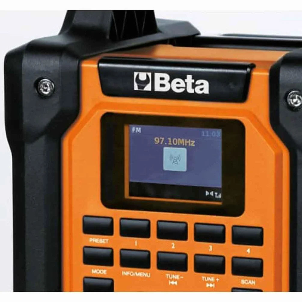 Beta 1989RCB – Radio da cantiere 20 V, radio digitale DAB/FM, Bluetooth 5.3, IP54, altoparlanti stereo 16W, alimentazione batteria o cavo