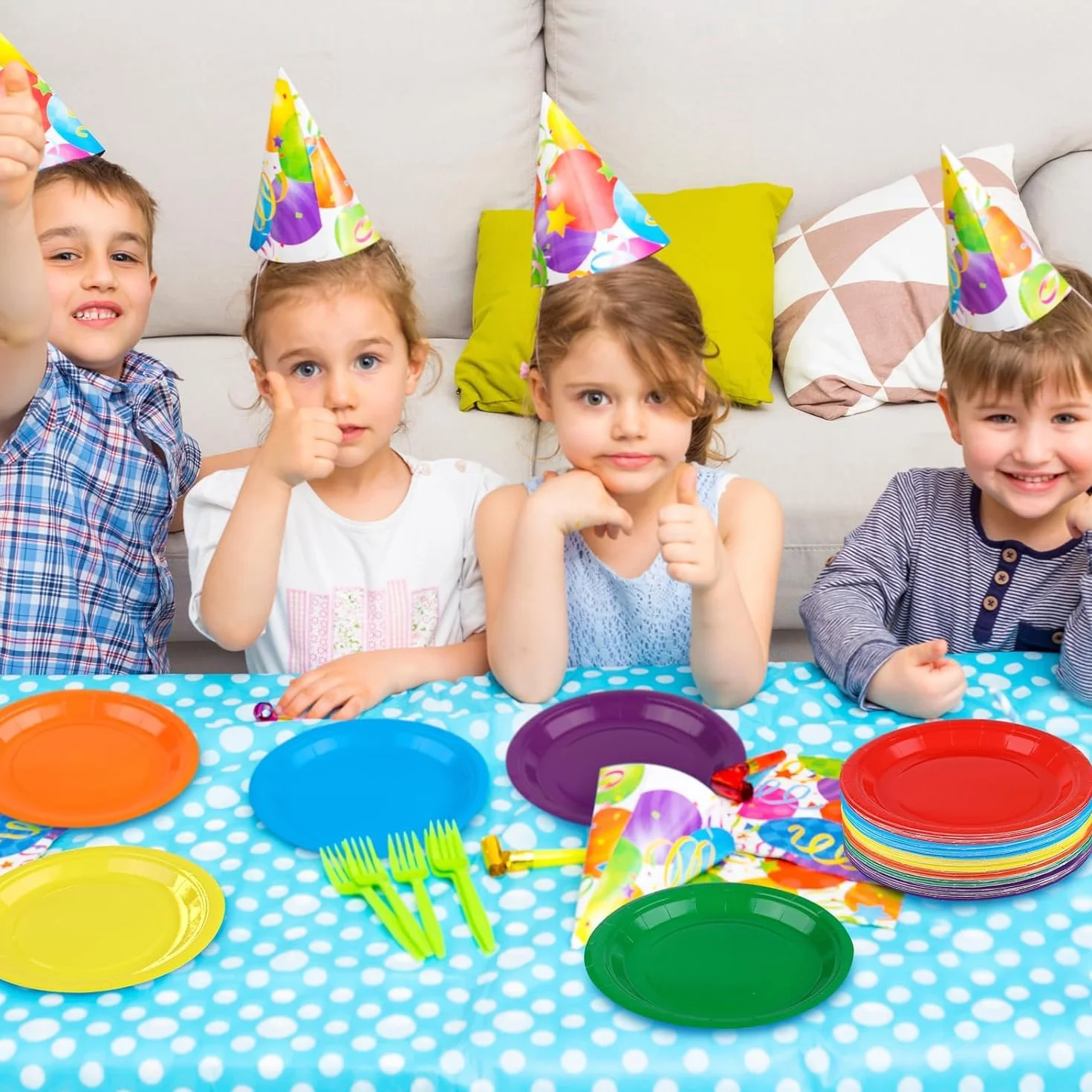 PIQIUQIU 70 pezzi piatti di carta colorati 18 cm fai da te per feste arcobaleno