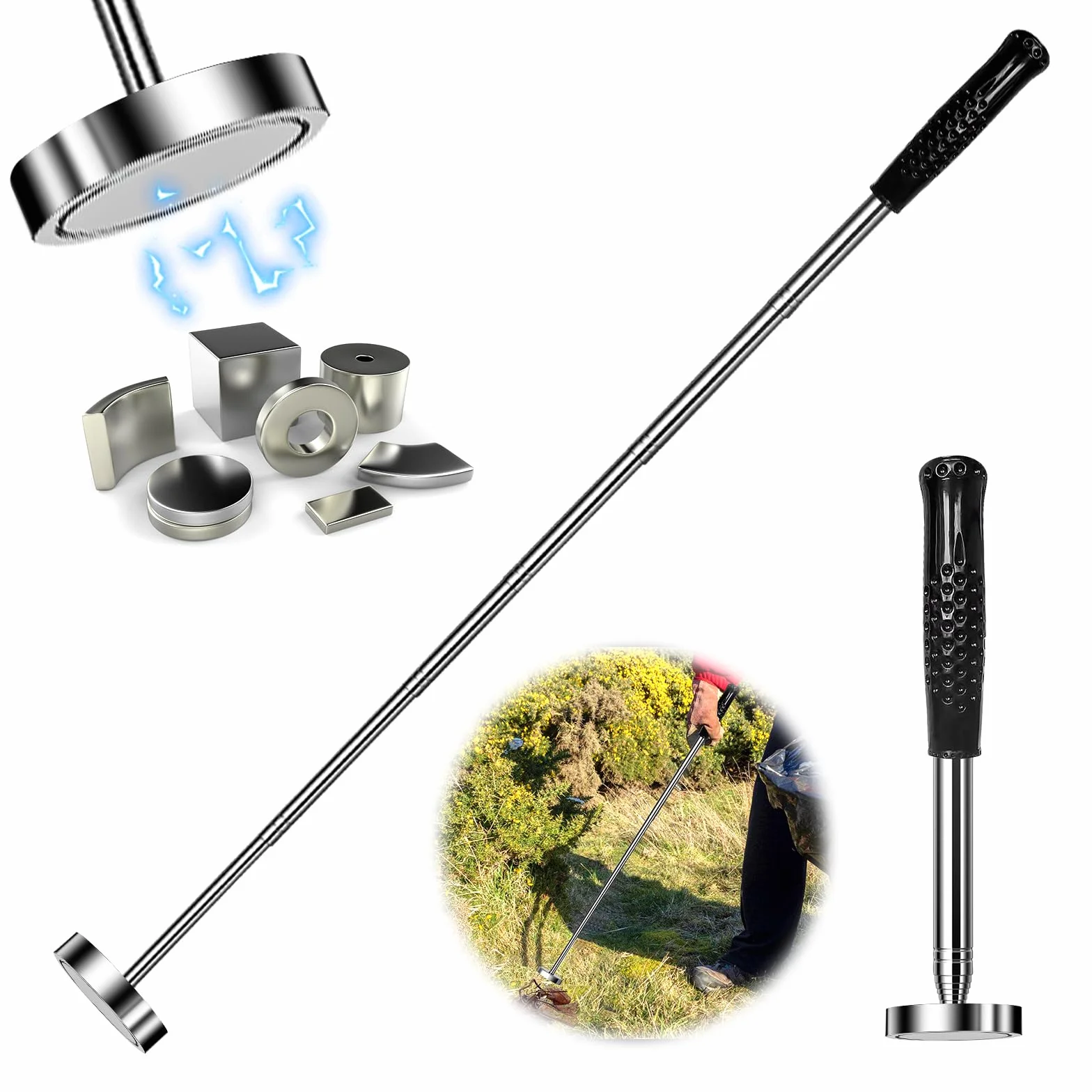 Sollevatore Magnetico Telescopico, Strumento di Raccolta Magnetico Estensibile, Strumento Magnetico per Pickup, Asta Telescopica Magnetica, Magnete Telescopico per Chiavi Monete Viti Parti Metalliche