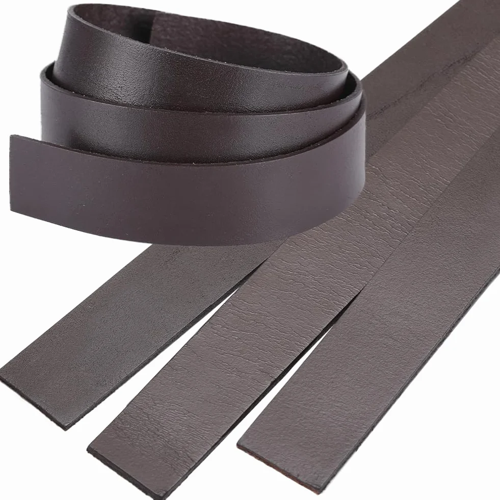 GORGECRAFT 3 Rotolo 25mm di Larghezza Vera Pelle Striscia di Cordoncino Piatto In Pelle 2mm di Spessore Cinturino In Pelle di Vacchetta Stringa di Filo Intrecciato Corda Marrone Noce di Cocco