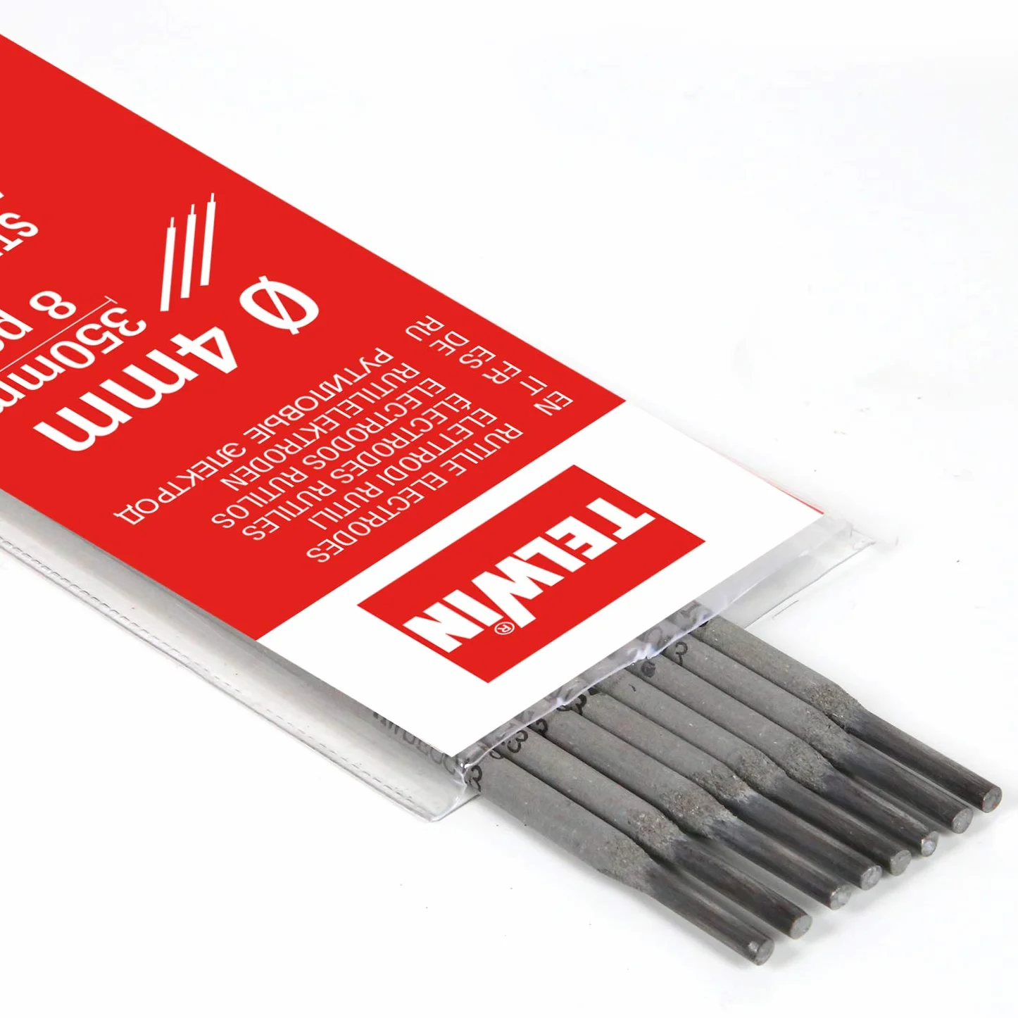 Telwin 802620 Elettrodi Rutili per Saldatura D. 4 mm, 0.1 V, Grigio, 4 blister, Set di 8 Pezzi