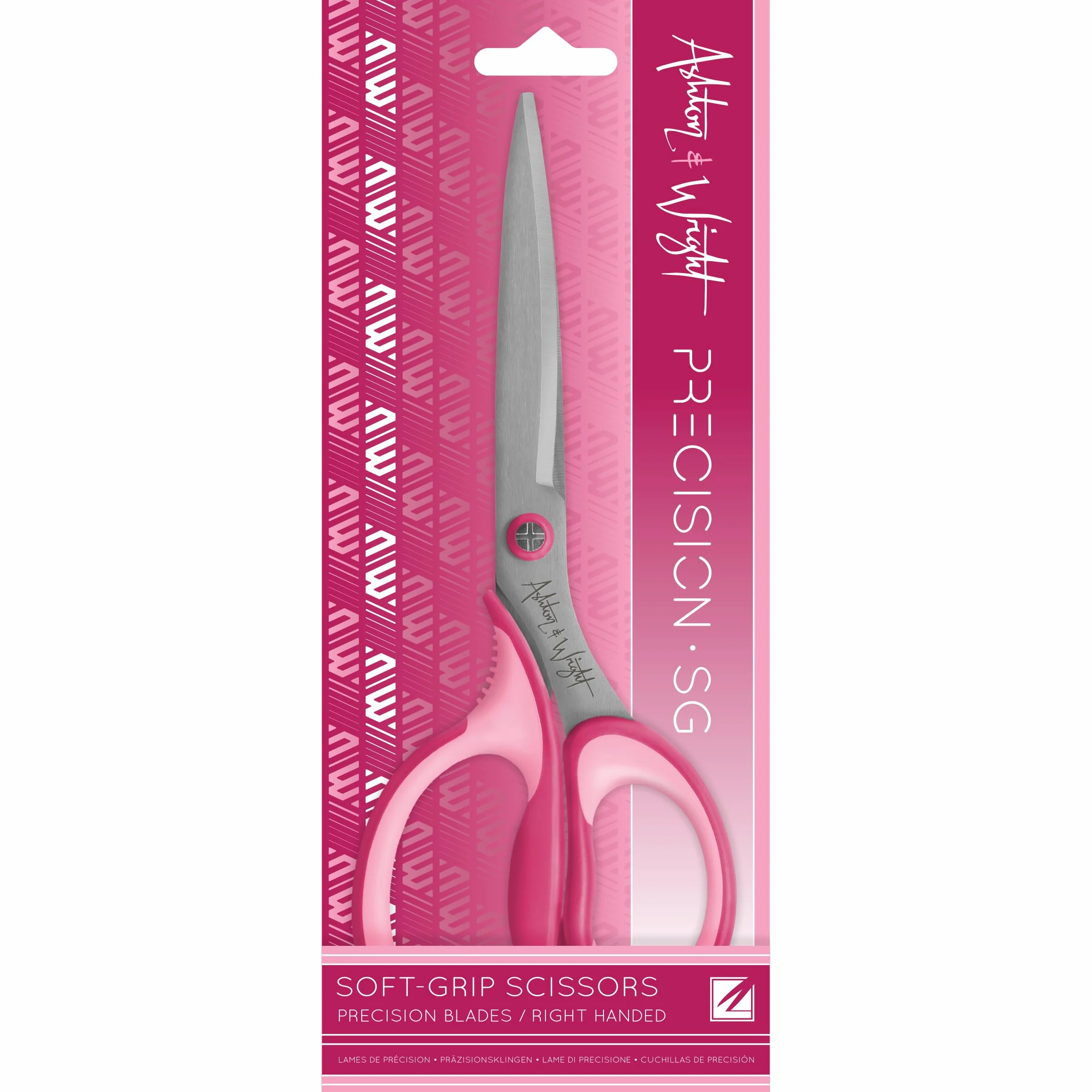 Ashton and Wright - Precision SG - Forbici con impugnatura morbida per ufficio, casa, cucina e artigianato - 210 mm - Lame in acciaio (rosa, destrorsi)