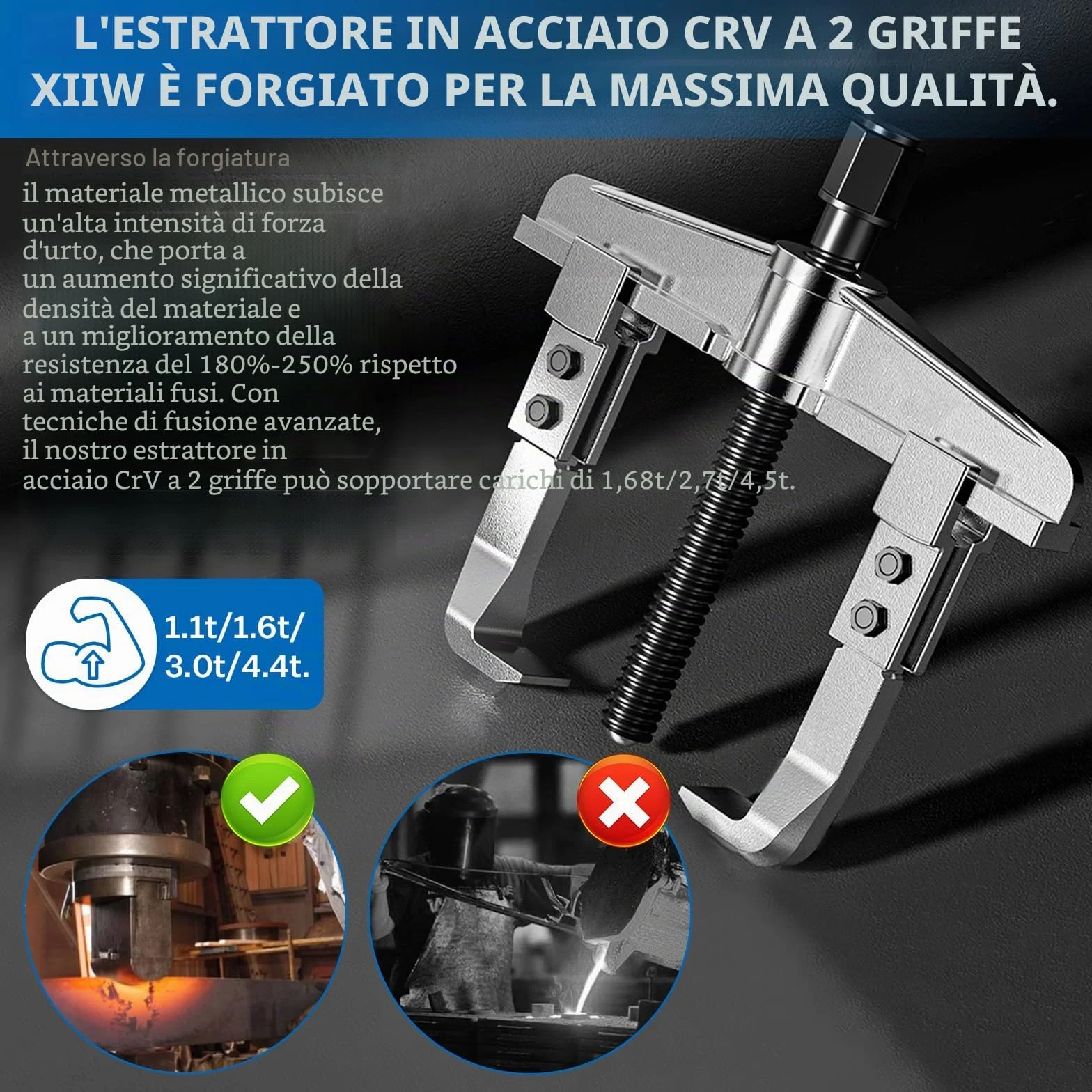 Set di 3 estrattori universali a 2 bracci, apertura 40-150mm, estrattore per cuscinetti regolabile, estrattore parallelo 110-170mm di profondità, estrattore a griffe per cuscinetti a sfera, utensile