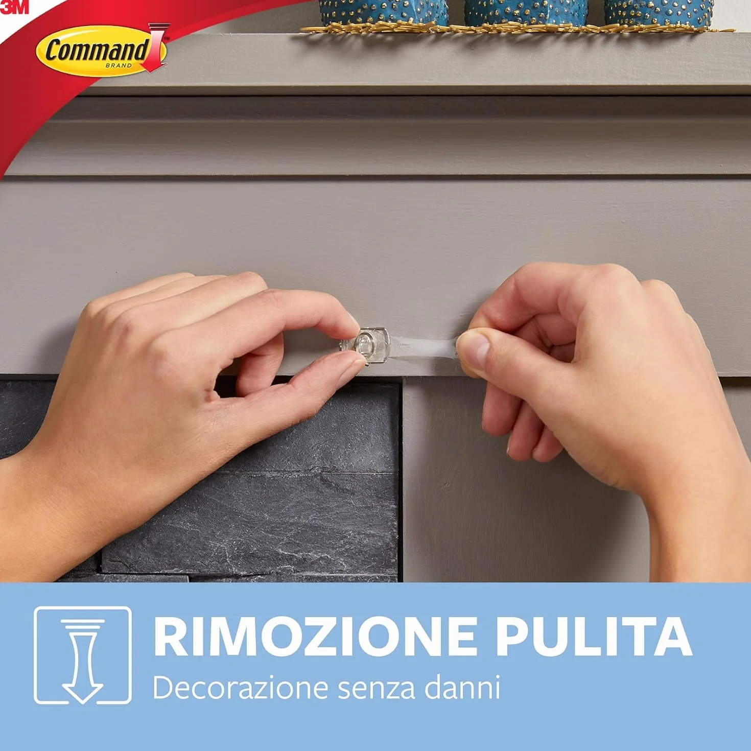 Command Ganci Medi Trasparenti Adesivi 10 Pezzi con Punta Metalica e 12 Strisce Salvaspazio