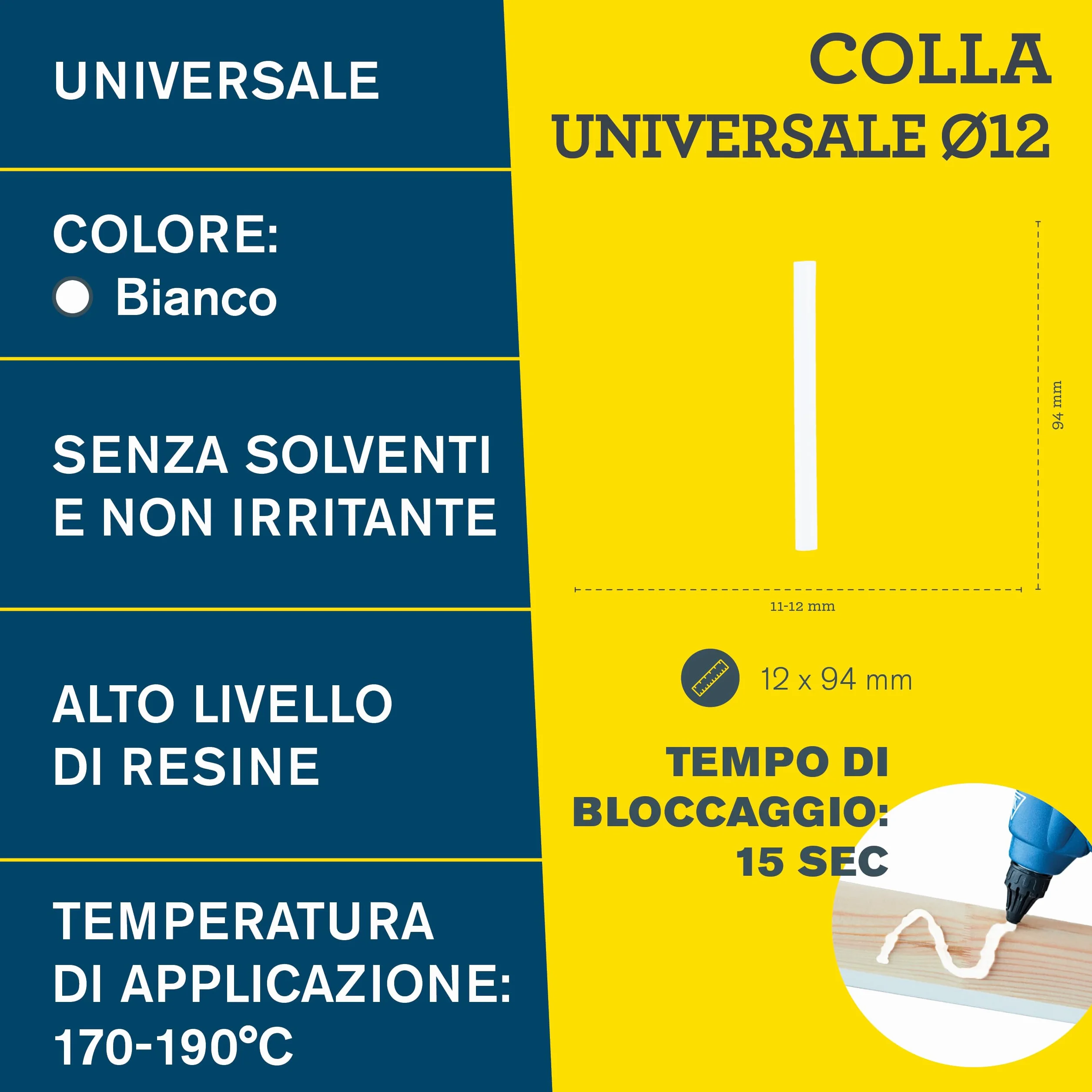 Rapid Confezione da 14 Stick di Colla Universali, Diametro 12 mm x 94 mm, Colore Bianco, Contiene Alti Livelli di Resina, Senza Solventi, Incollaggio Rapido (40107355)
