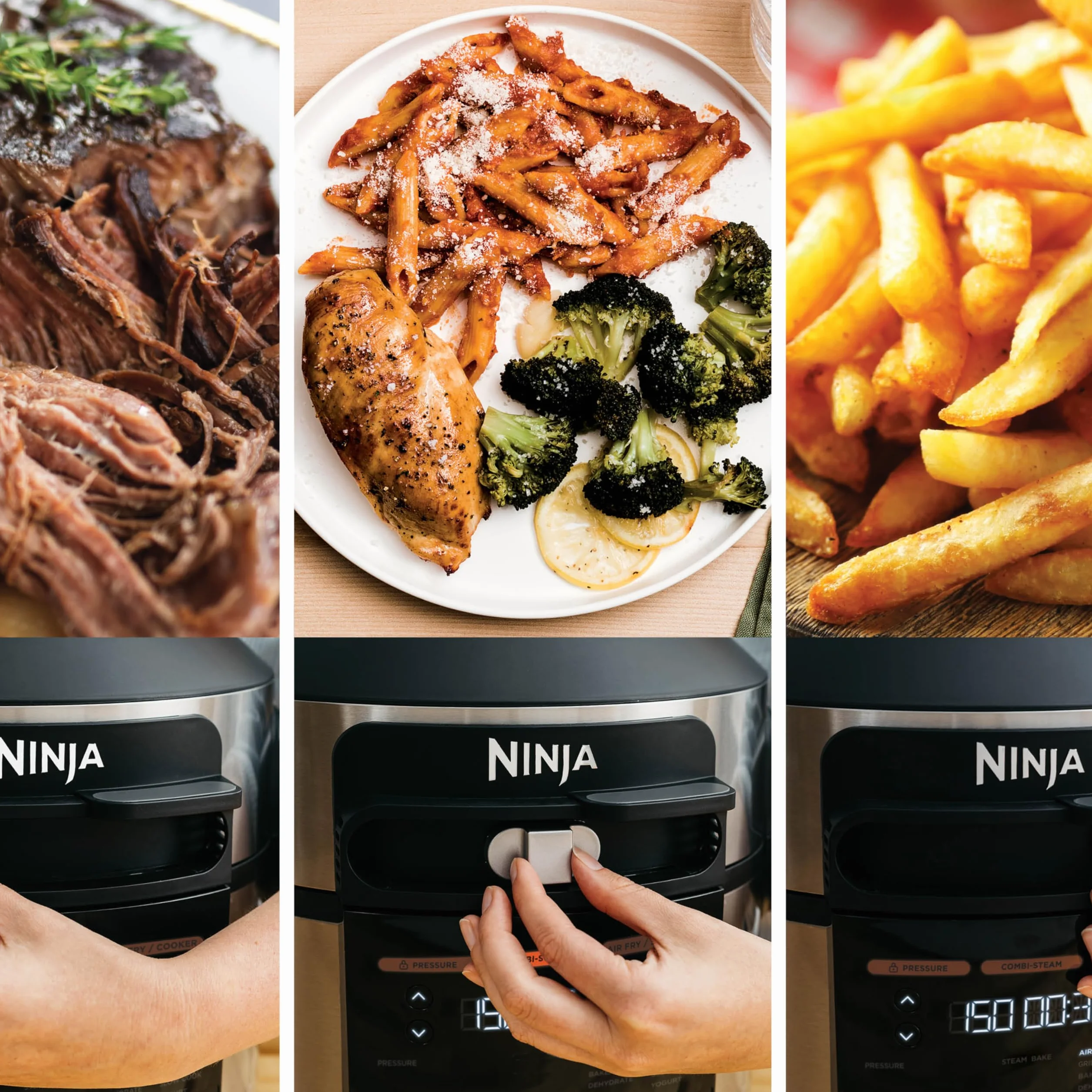 Ninja Foodi Multicooker con Coperchio SmartLid, 11 Funzioni di Cottura Intelligente, 6L, Pentola a Pressione, Friggitrice ad Aria, Cottura a Vapore, Lenta, al Forno, Griglia, Acciaio Inox, OL550EU