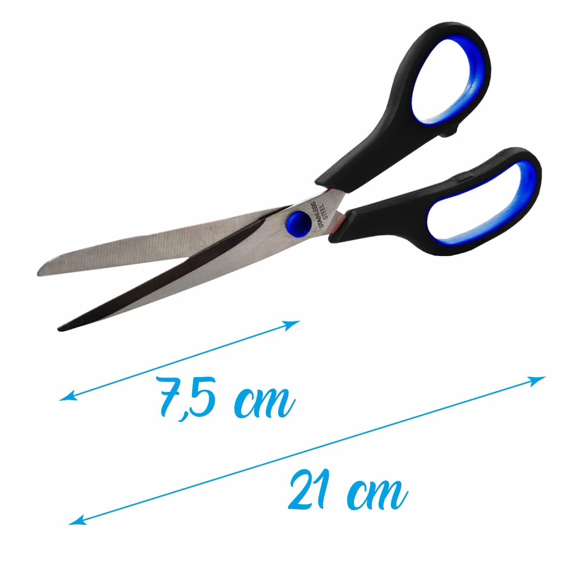 Forbici con Impugnatura Morbida e Lame in Acciaio, 21 cm, Super Affilate, Multiuso per Scuola, Ufficio, Casa, Carta, Cartone, Stoffa, Feltro, Taglio di Precisione (Blu & Nero)