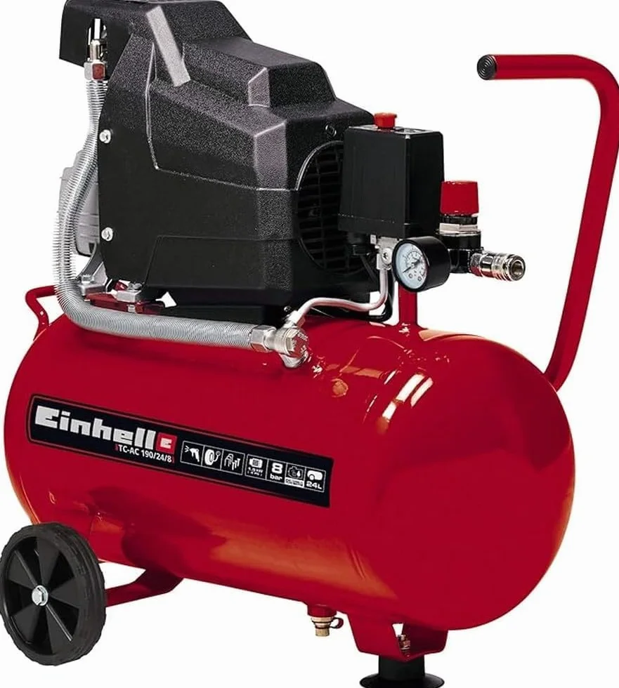 Einhell Compressore d'aria TC-AC 190/24/8, serbatoio d'aria 24 l, arrossante