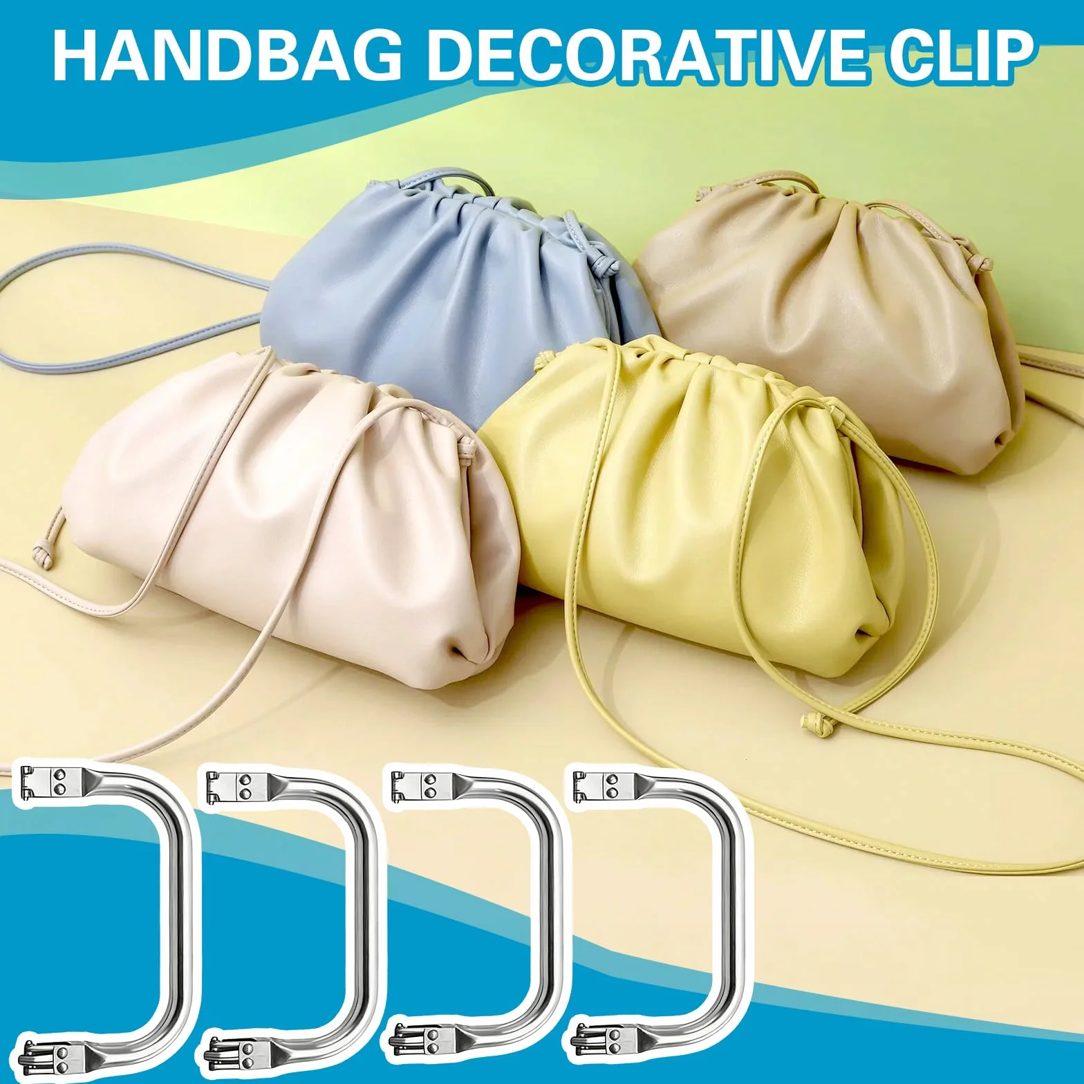 Chiusura Borsa Uncinetto 4 Pezzi Manico in Alluminio 16cm 18cm 20cm 25cm per Borsa Fai da Te