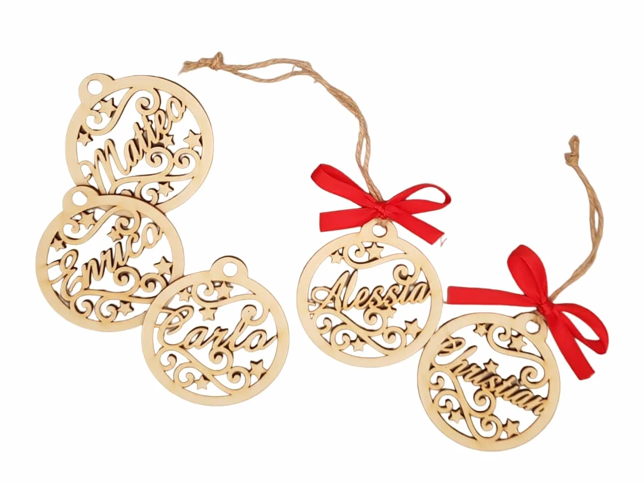 Pallina di Natale in legno personalizzabile 1 pezzo