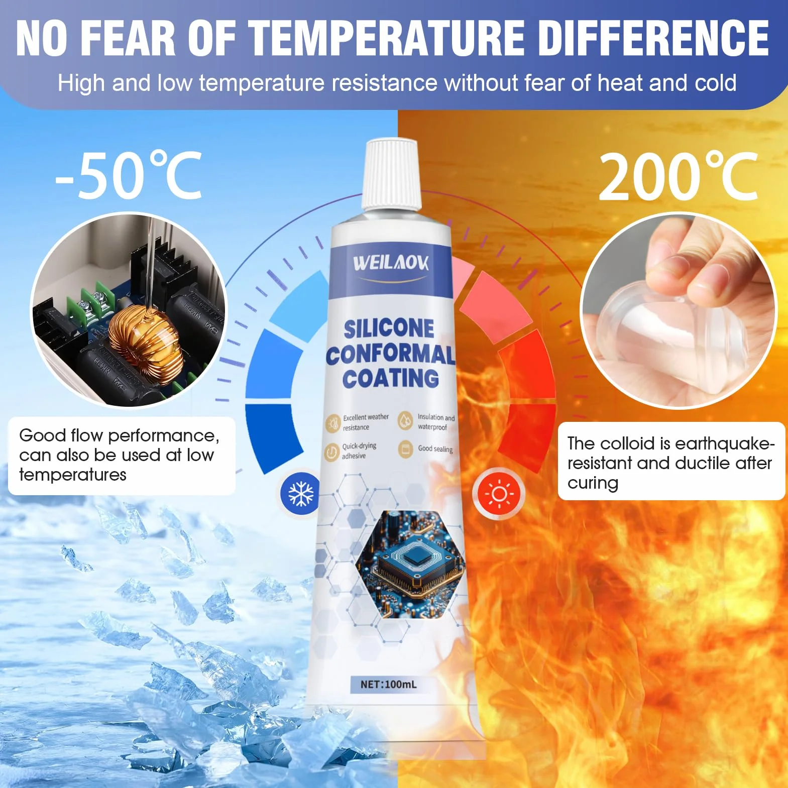 Protective and Insulating Varnish, Vernice Isolante, Gomma Liquida, Gel Isolante Elettrico per Circuiti Stampati di Apparecchiature Elettroniche, Schede di Controllo, ecc, 100 ml