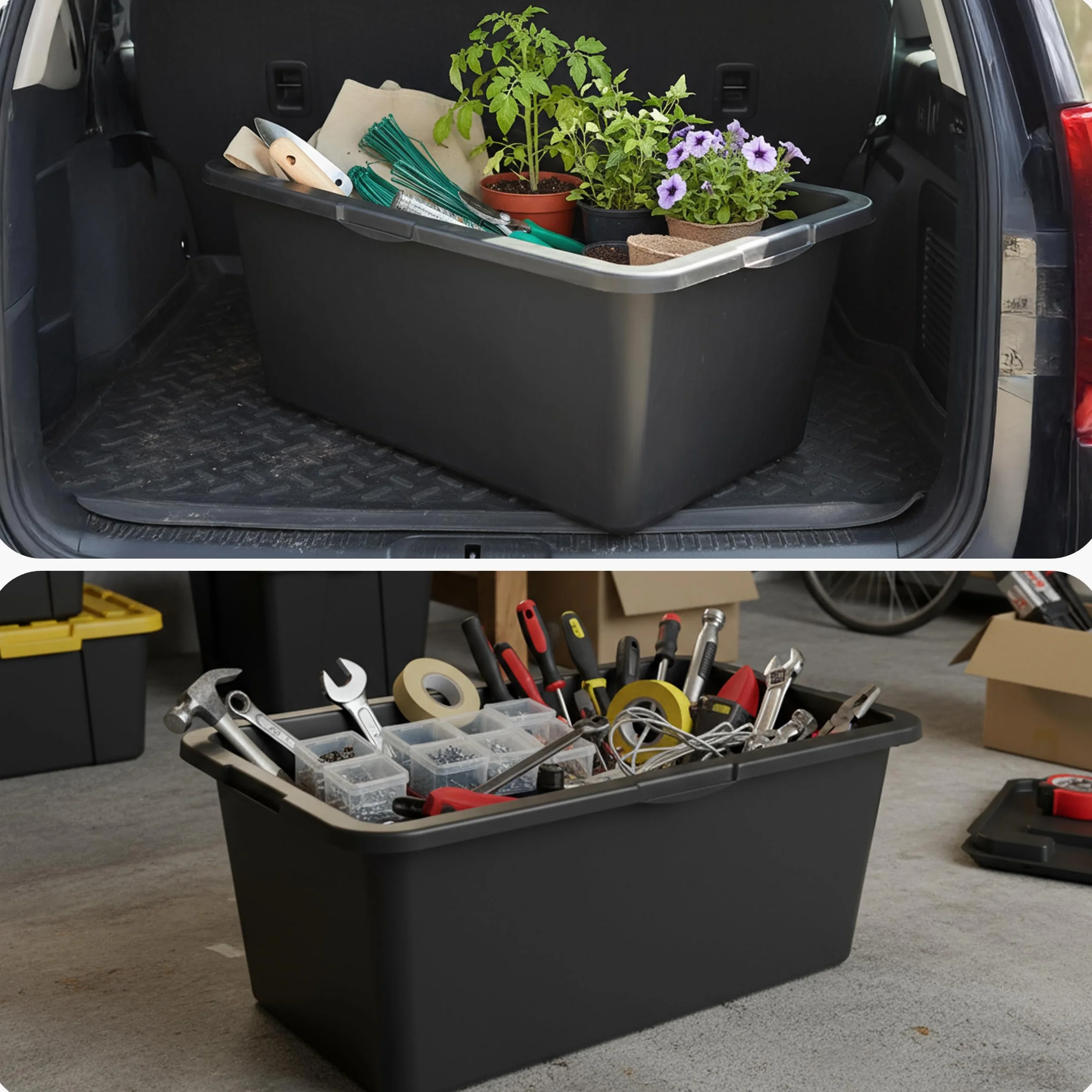 Garronda Vasca per Malta 80 L Rettangolare – mastello robusto in plastica riciclata, contenitore e vasca da muratore per cemento, giardino o officina GD-0169