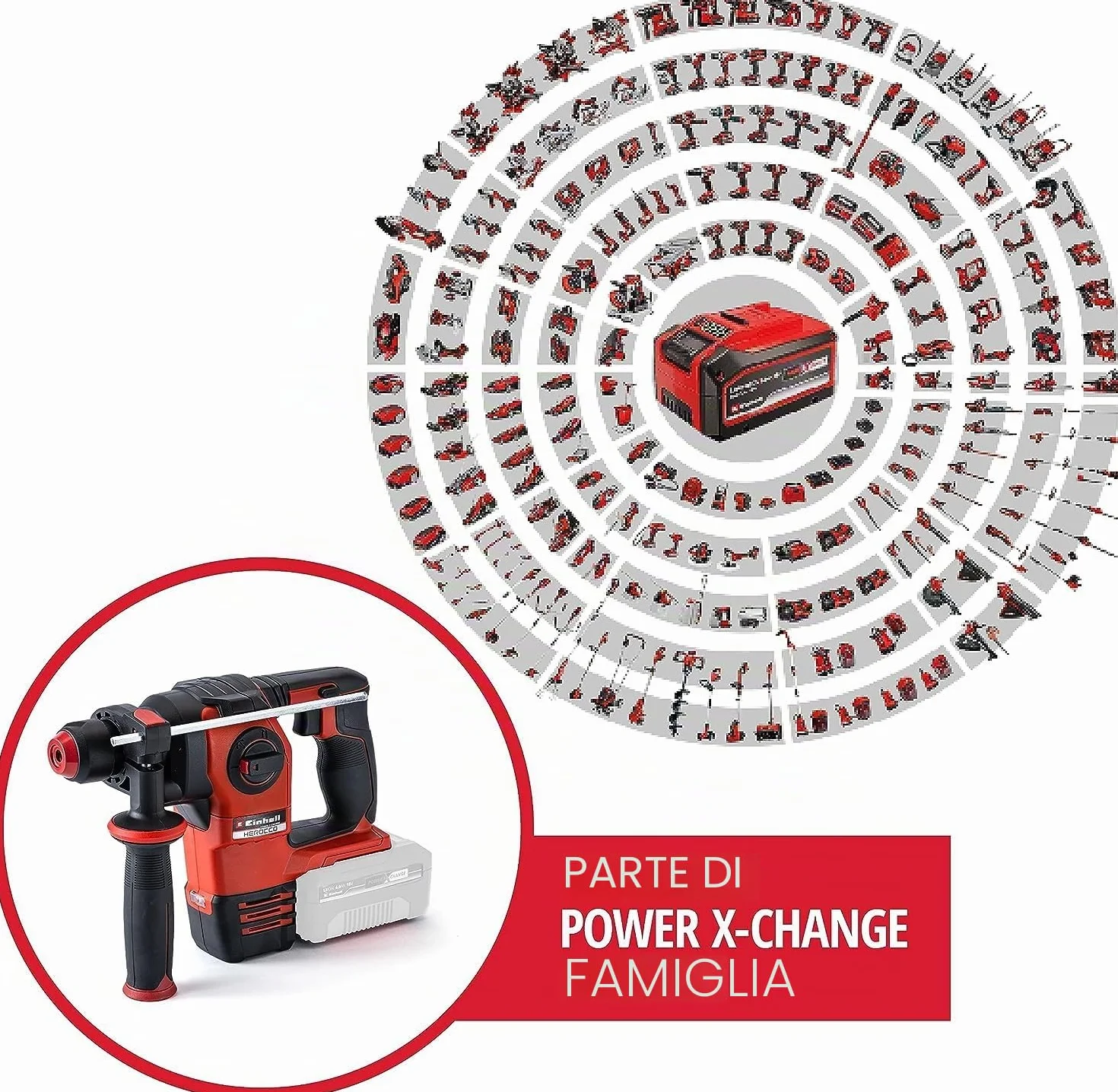 Einhell Tassellatore A Batteria HEROCCO 18/20 Power X-Change (18 V, 2,2 J, Motore Senza Spazzole, SDS-Plus, Sistema Elettronico Di Gestione Del Numero Di Giri, Senza Batteria E Caricabatteria)