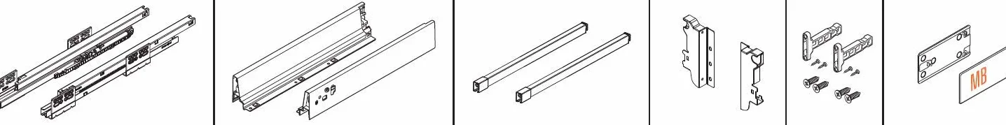 GTV Sistema di Cassetti Modern Box 40 kg L=450mm H=146 mm Grigio