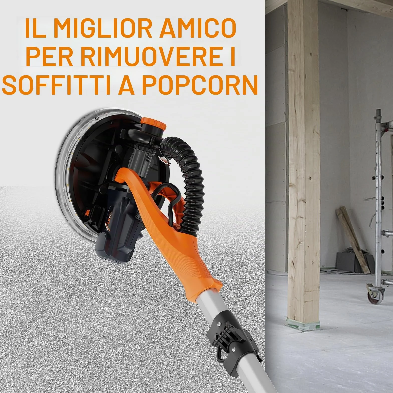 MAXXT Levigatrice per cartongesso Pieghevole 820W 225mm Con aspirazione polvere LED
