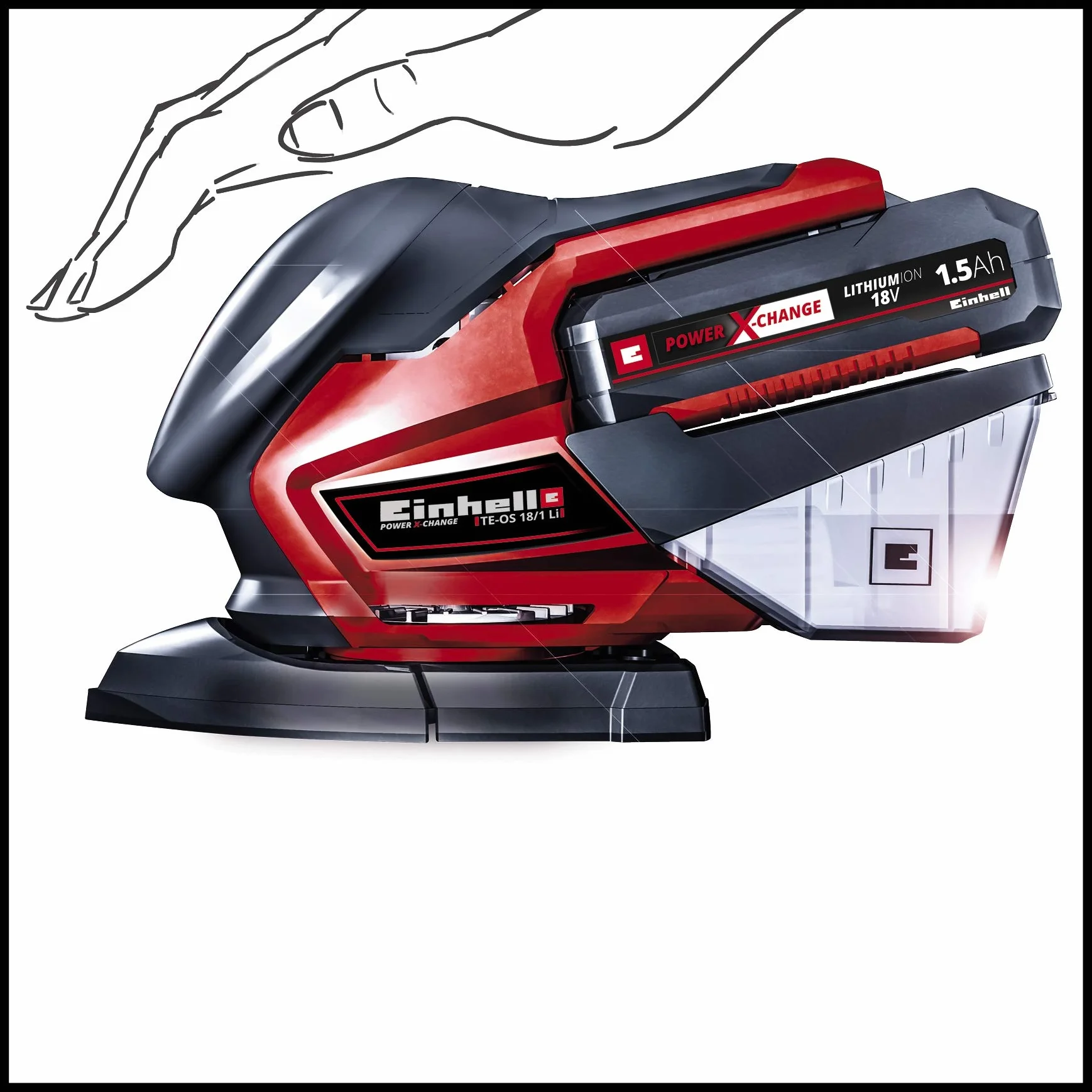 Einhell TE-OS 18/150 Li Solo Levigatrice orbitale a batteria Power X-Change 18V 24000 oscillazioni 1.6 mm