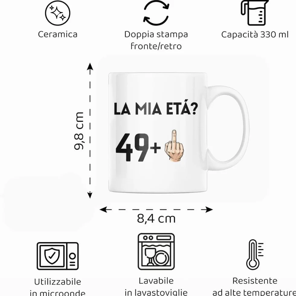 Gesar Tazza 50 Anni Uomo Donna Regalo Compleanno Idea Divertente Cinquantesimo Gadget 49+1