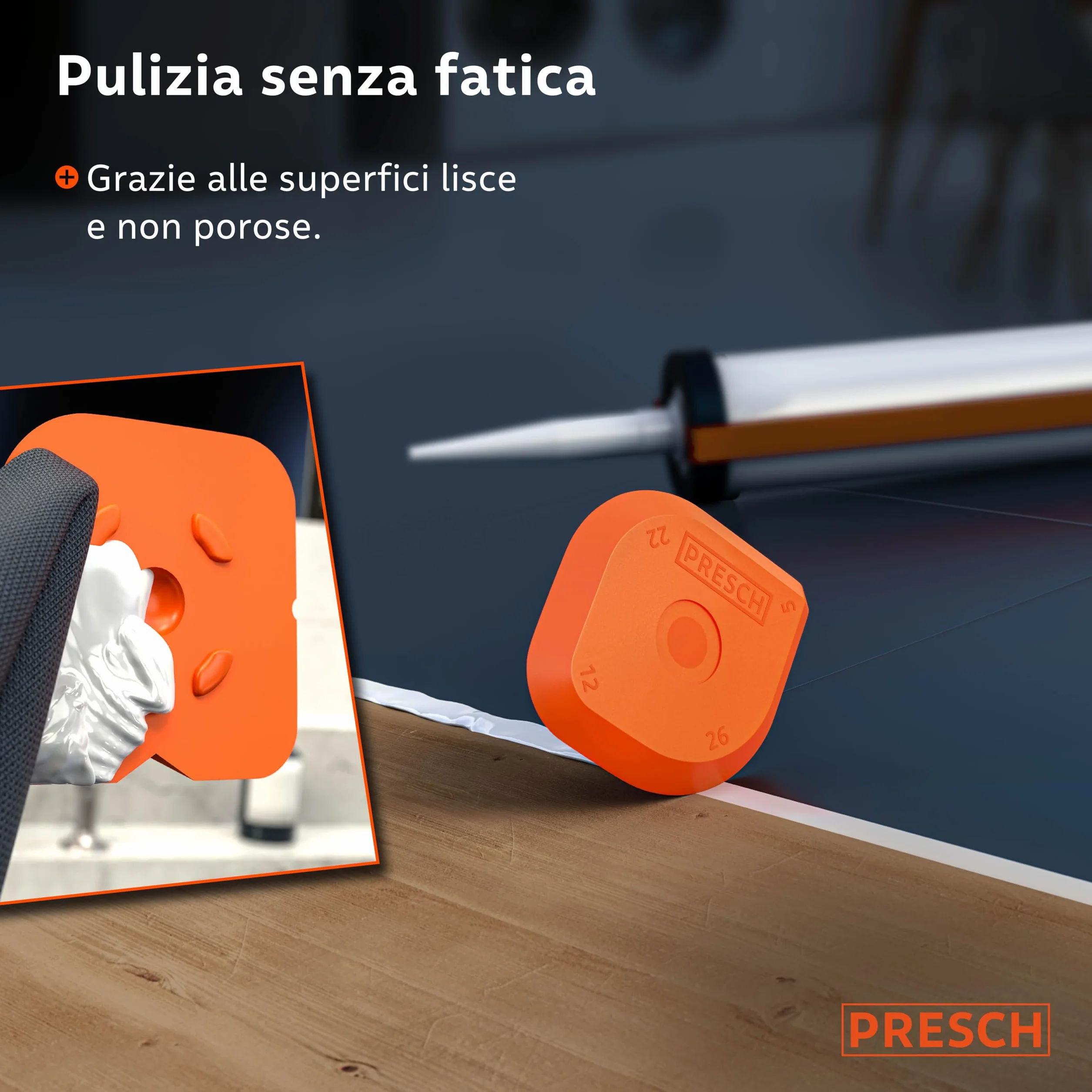 Presch Spatole per silicone Set 5 pz. - Giunti perfetti grazie a bordi molto dritti - Manopole speciali per un facile sollevamento - Ideale per sigillanti come acrilico e silicone - Con scatola