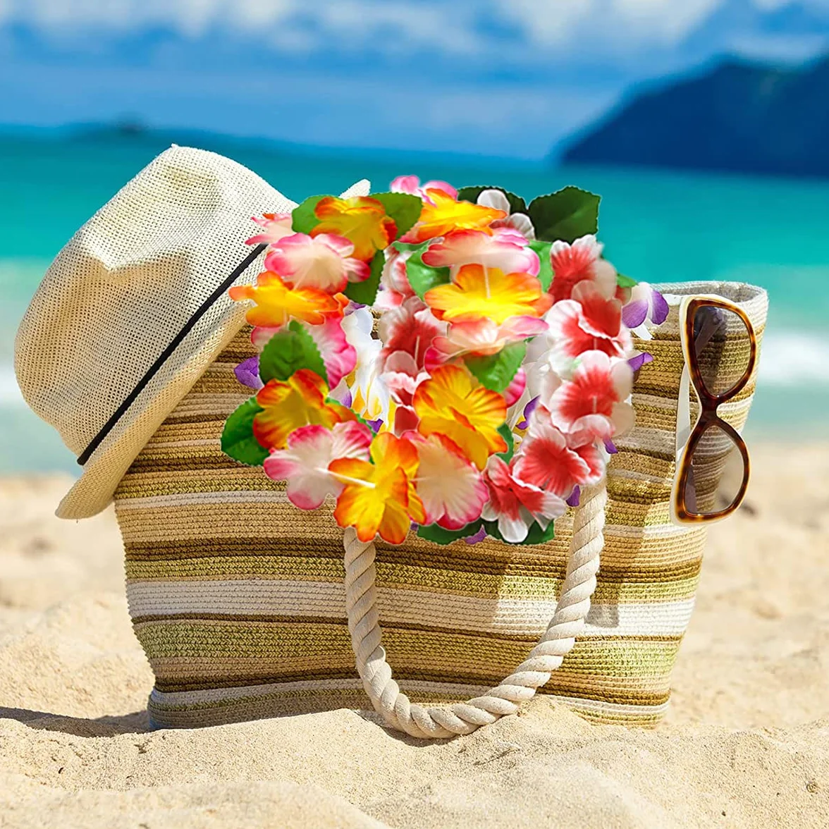 Aviski 32 pezzi Leis decorazioni collana di fiori, braccialetti a fascia per feste hawaiane tropicali beach party hawaiano notte bar vacanza spiaggia