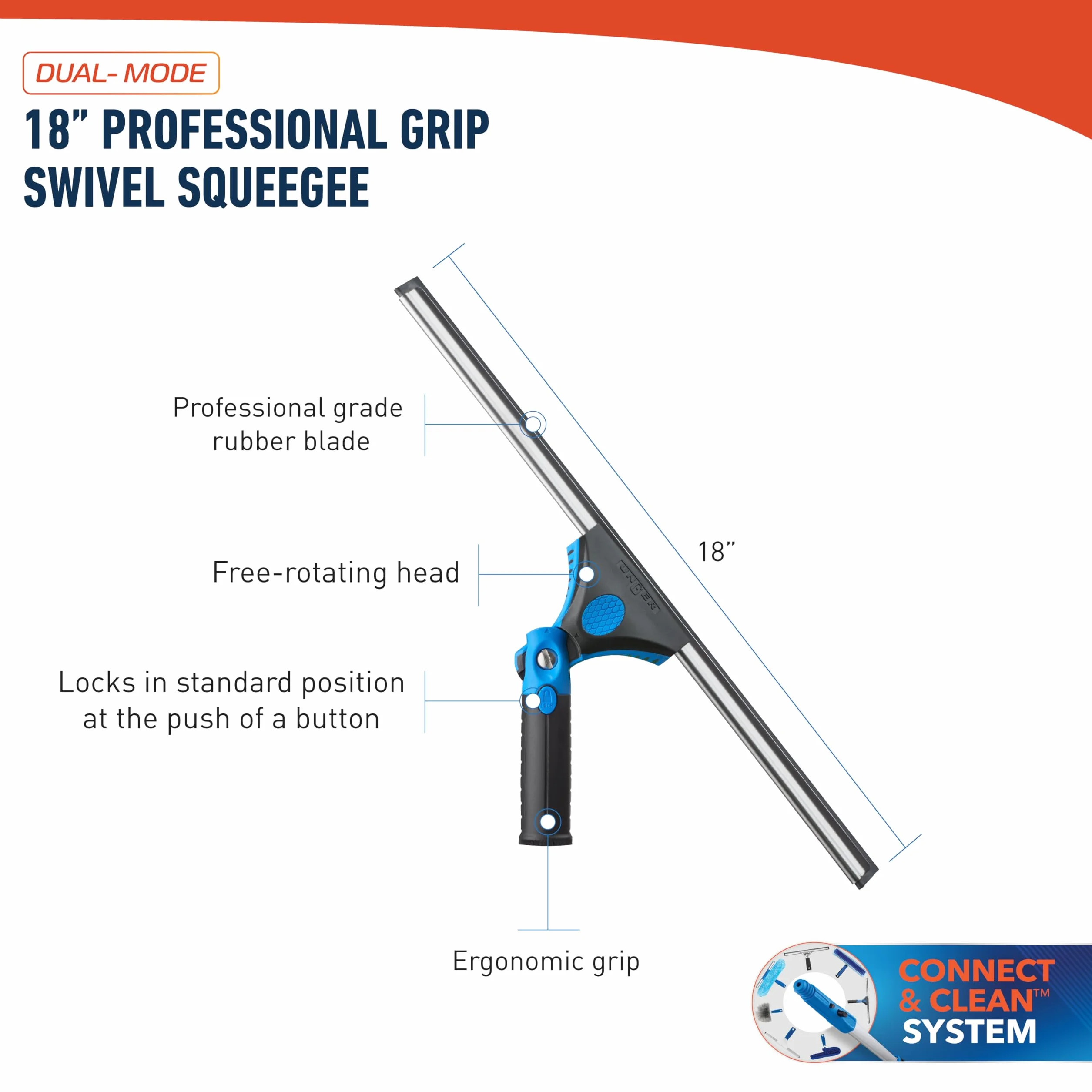 Unger 975510Unger Professional Grip - Tergipavimento girevole, 45,7 cm, blu e nero