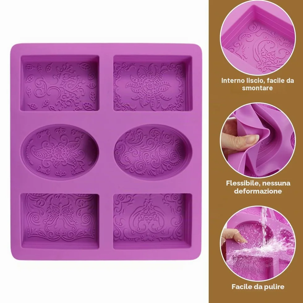 2 Pezzi Stampi Per Sapone Fai Da Te 6 Cavità Stampi In Silicone per Sapone, Antiaderente Stampo Sapone, Stampi Sapone In Riutilizzabili, Stampo Silicone Rettangolare + Ovale per Sapone, Stampi DIY