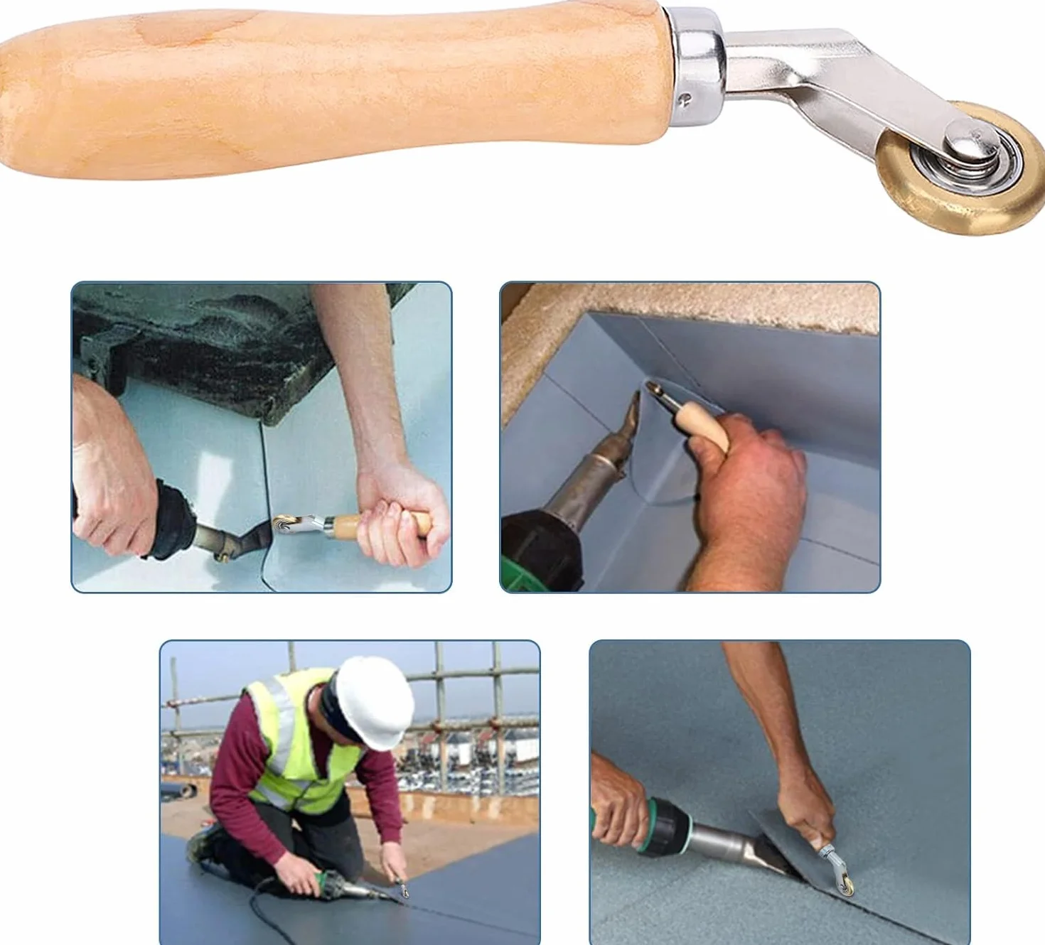 Rullo di Saldatura in Ottone con Impugnatura in Legno, Ruota Pressa Cucitura 30 Mm per PVC/telone/Saldatura di Materiale Impermeabile - Impedisce la Rottura e la Deformazione,