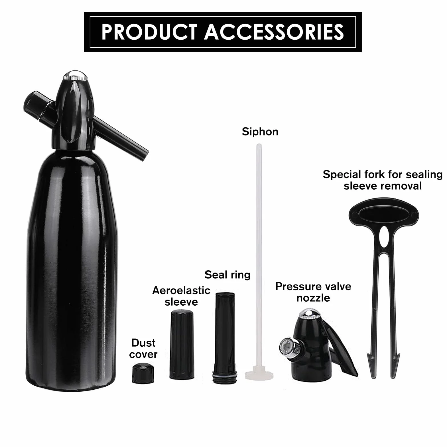 AstraLoom Macchina per acqua frizzante portatile 1 l con regolatore di pressione in alluminio