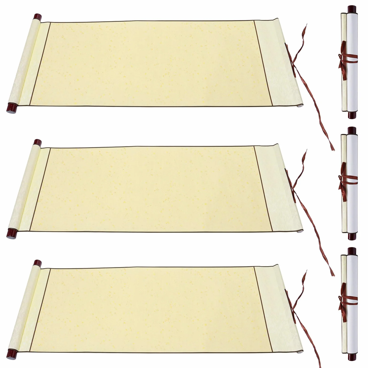 Keboyoe 3 Rotolo 80×34cm Xuan Carta Pergamena Bianca per Chinoise Calligraphie, Carta Pergamena Scroll Rice Paper con Aste di Legno per Peinture Scrittura Chinois