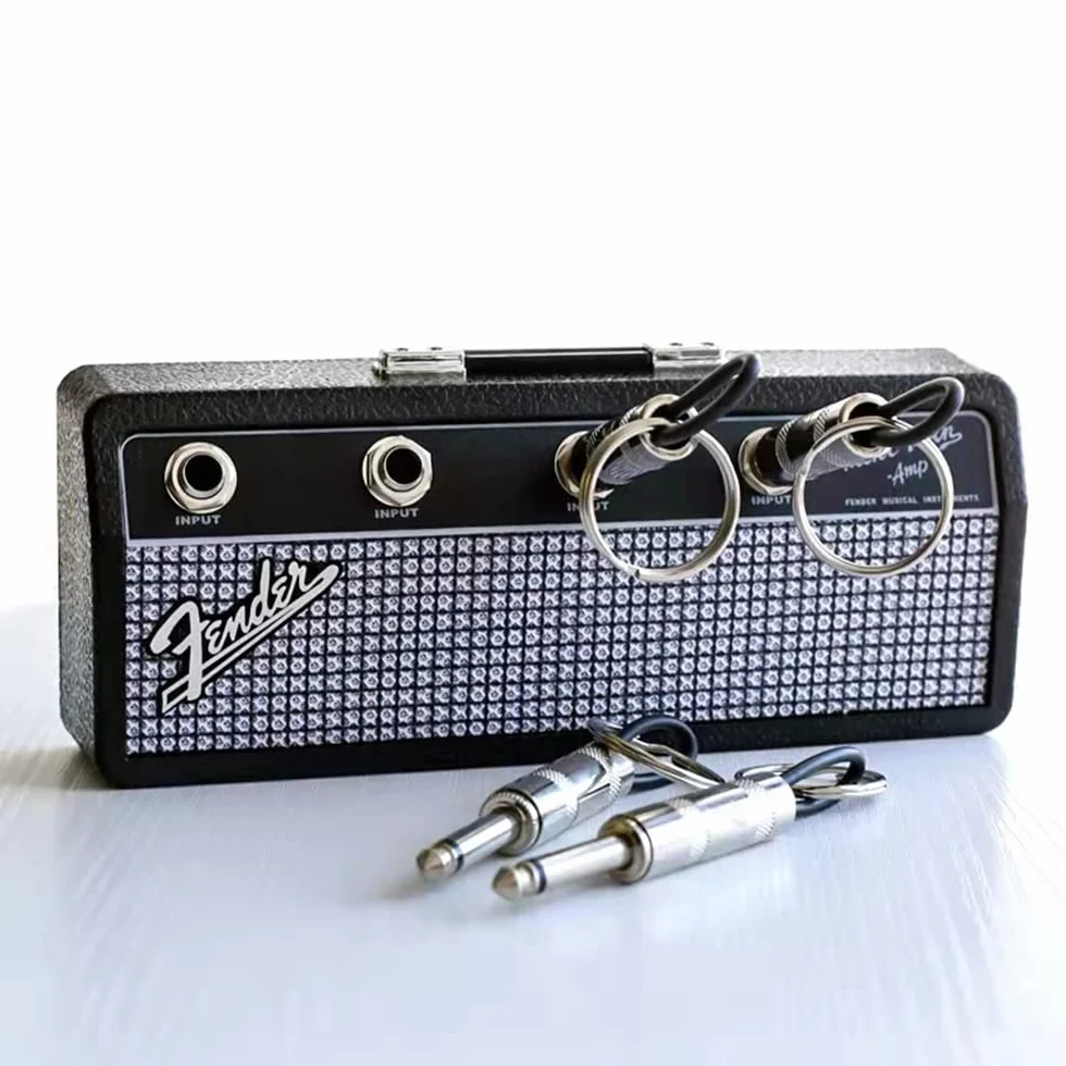 Portachiavi da Parete Retrò con 4 Spine per Chitarra, Nero