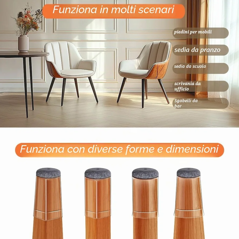 32 Pezzi GICUNK Nuovo Gommini per Sedie Rotondi, Silicone, Tappini per Gambe Sedia, Copri Piedini Sedie in Trasparente per Pavimenti in Legno(Adatto per: 13-22.9 mm)