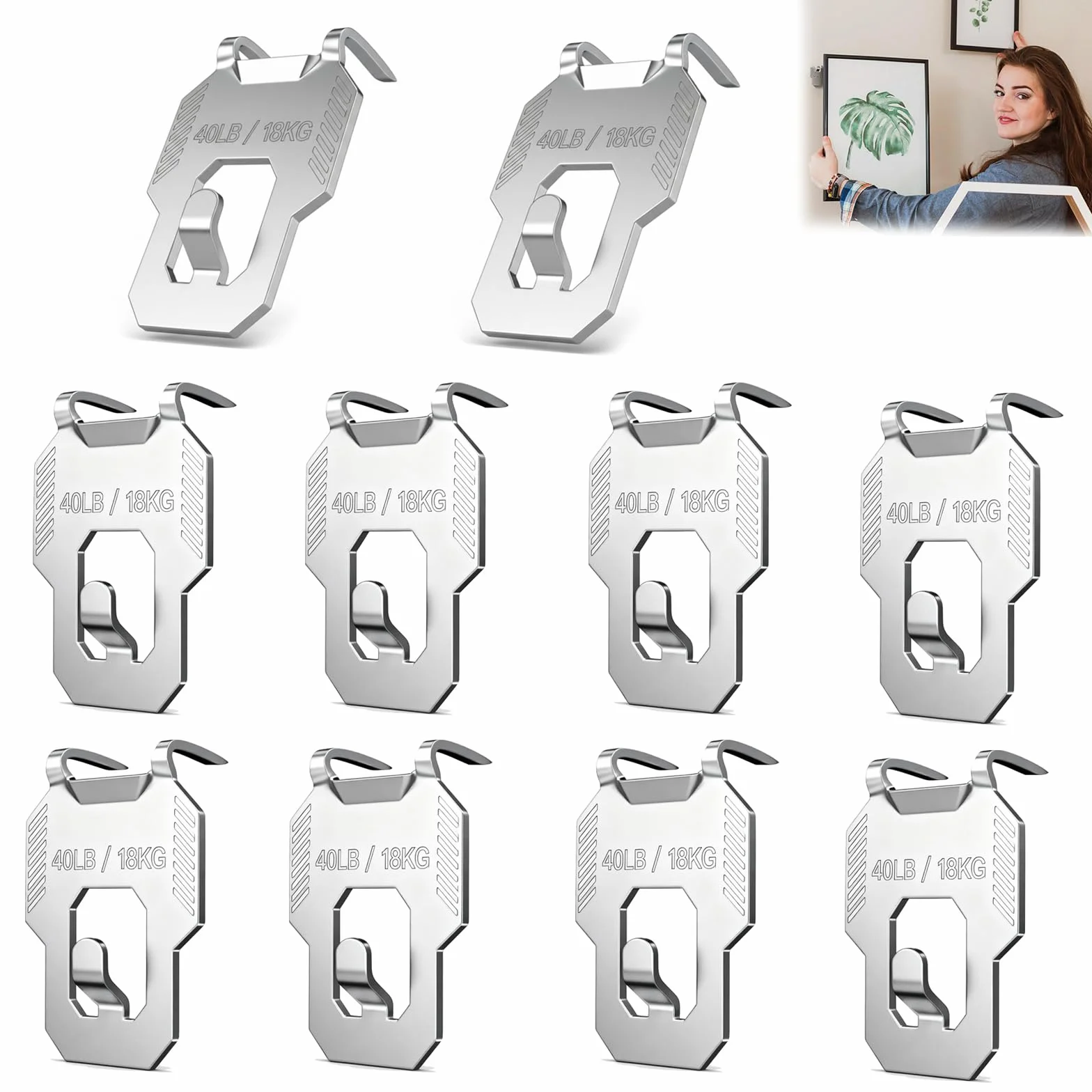 10 Pezzi Gancio per Quadri Ad Artiglio per Cartongesso, Ganci da Parete Per Appendere Specchi Foto E Kit per Appendere Quadri, Nessun Danno Gancio da Parete Resistente per Decorazione Camera