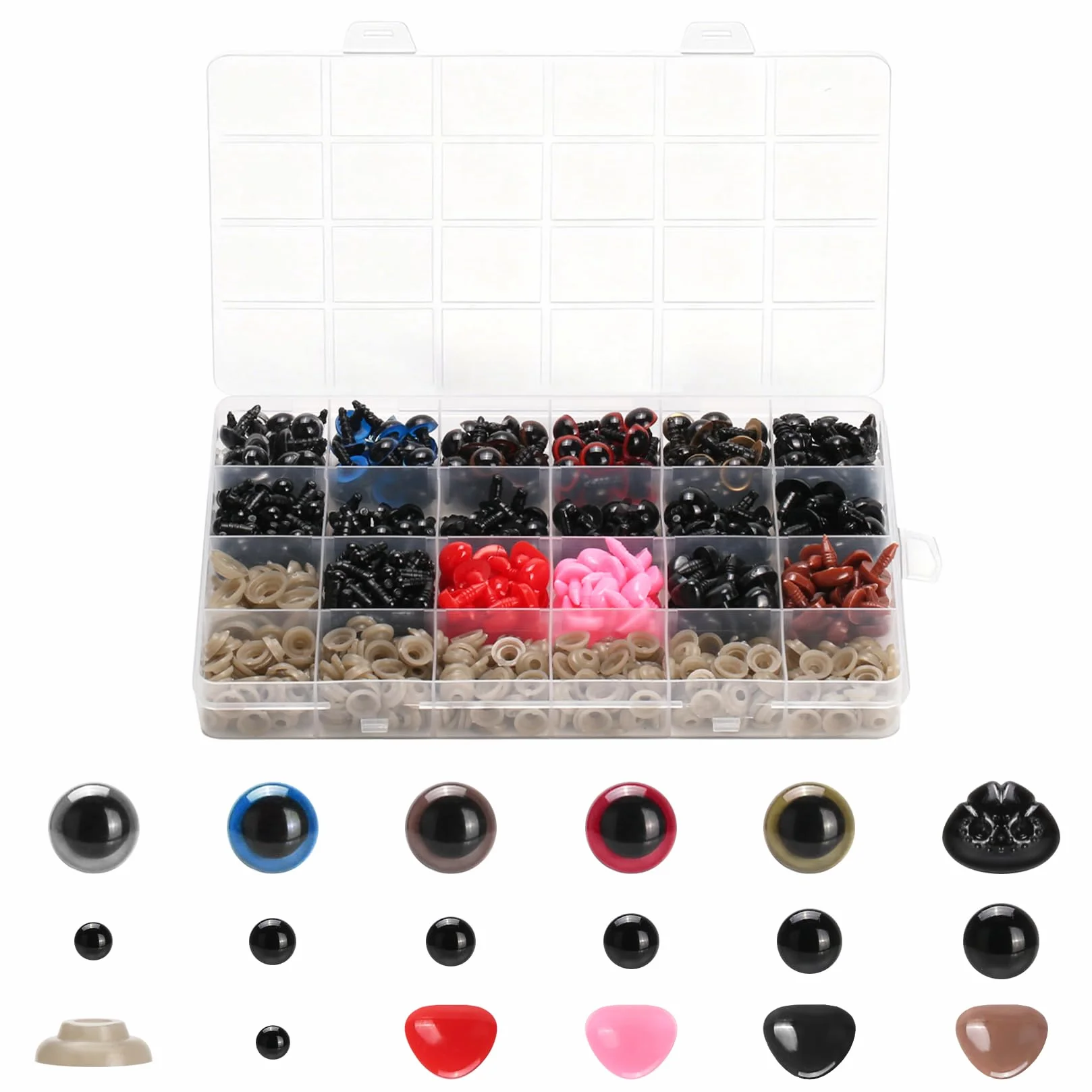 800 pz Occhi di Sicurezza 5–12 mm in plastica Nera per creazioni all’Uncinetto, Accessori Fai da Te per creazioni Artigianali e Cucito