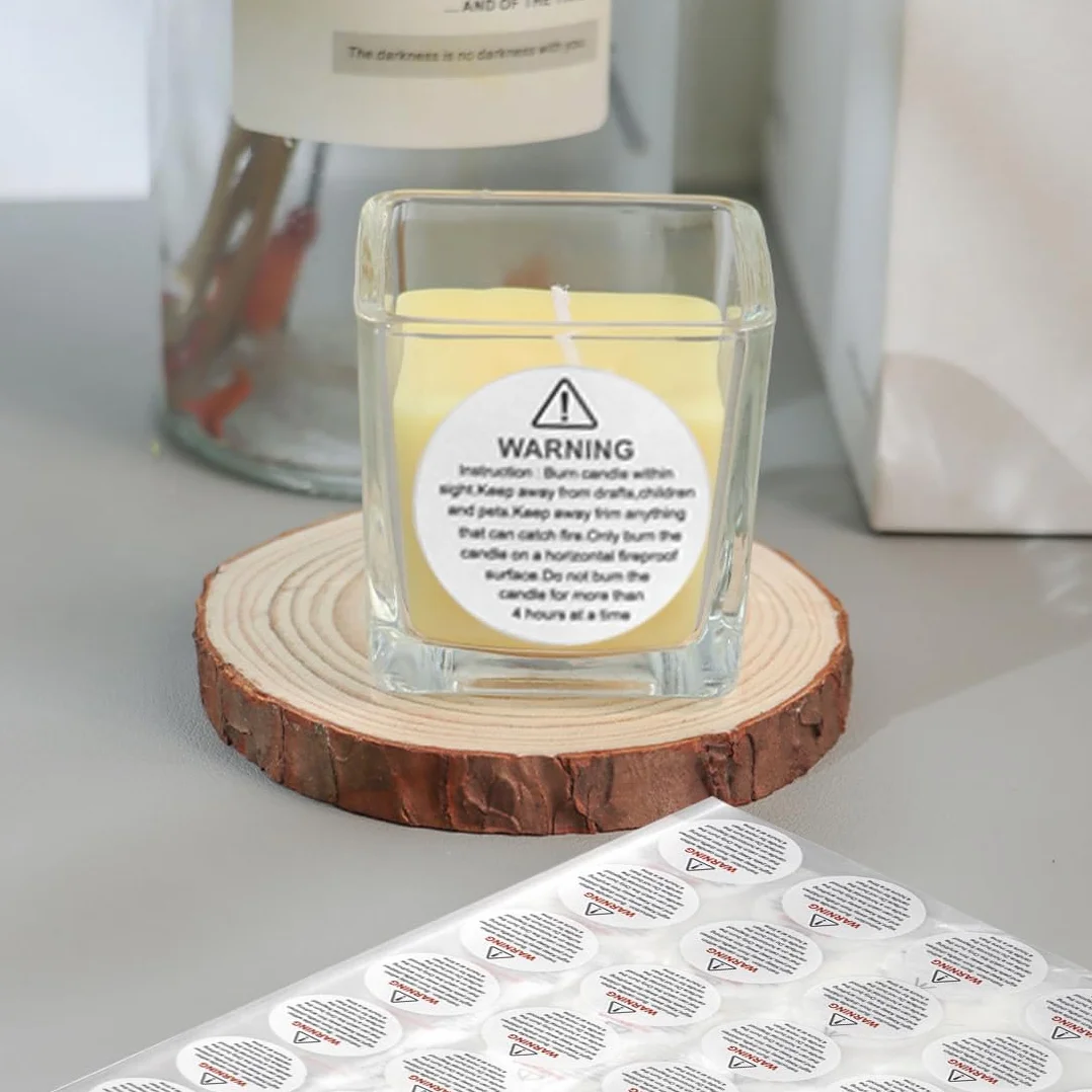 320PCS Adesivi di avvertenza per Candele Etichette per contenitori per barattoli di Candele Adesivi di Sicurezza per Fusione della Cera, Cerchi da 1,2