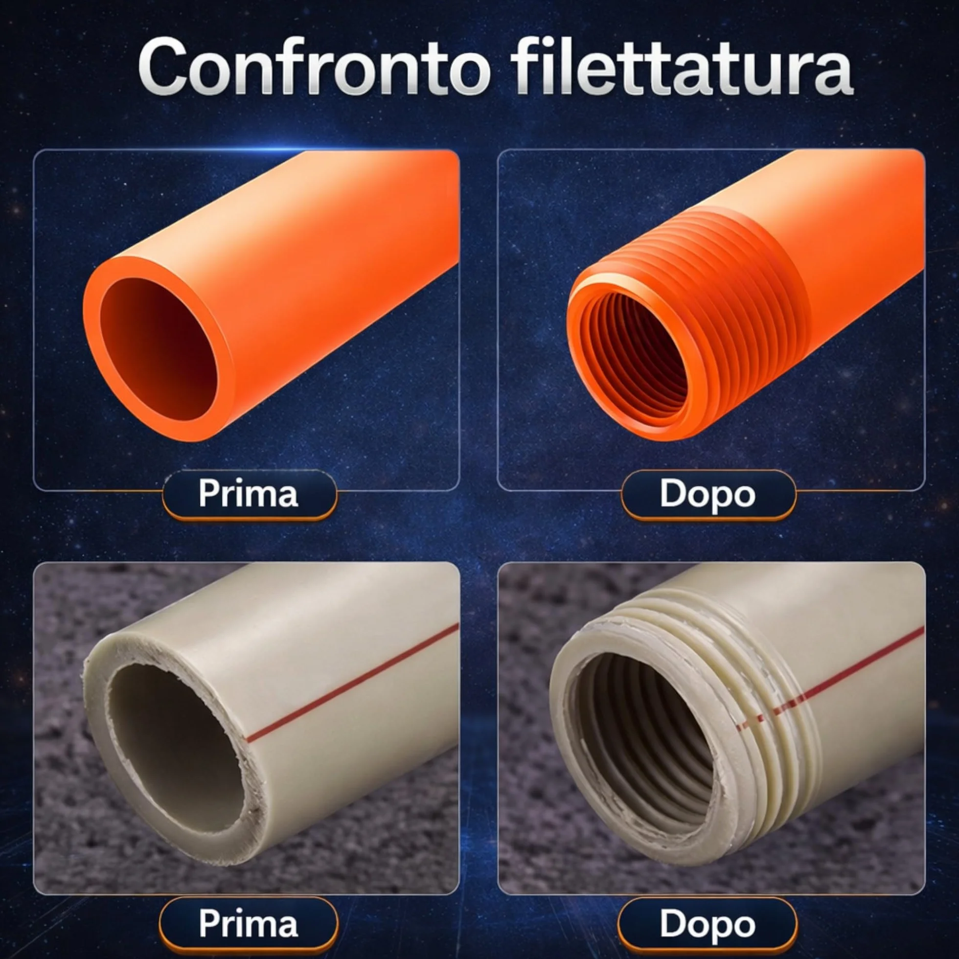 Topolenashop 2 Pezzi Filettatore PPR per Tubi Idraulici 1/2 e 3/4 Pollice – Attrezzo in Metallo per Filettatura Interna ed Esterna, Utilizzabile a Mano o con Trapano Elettrico 82289