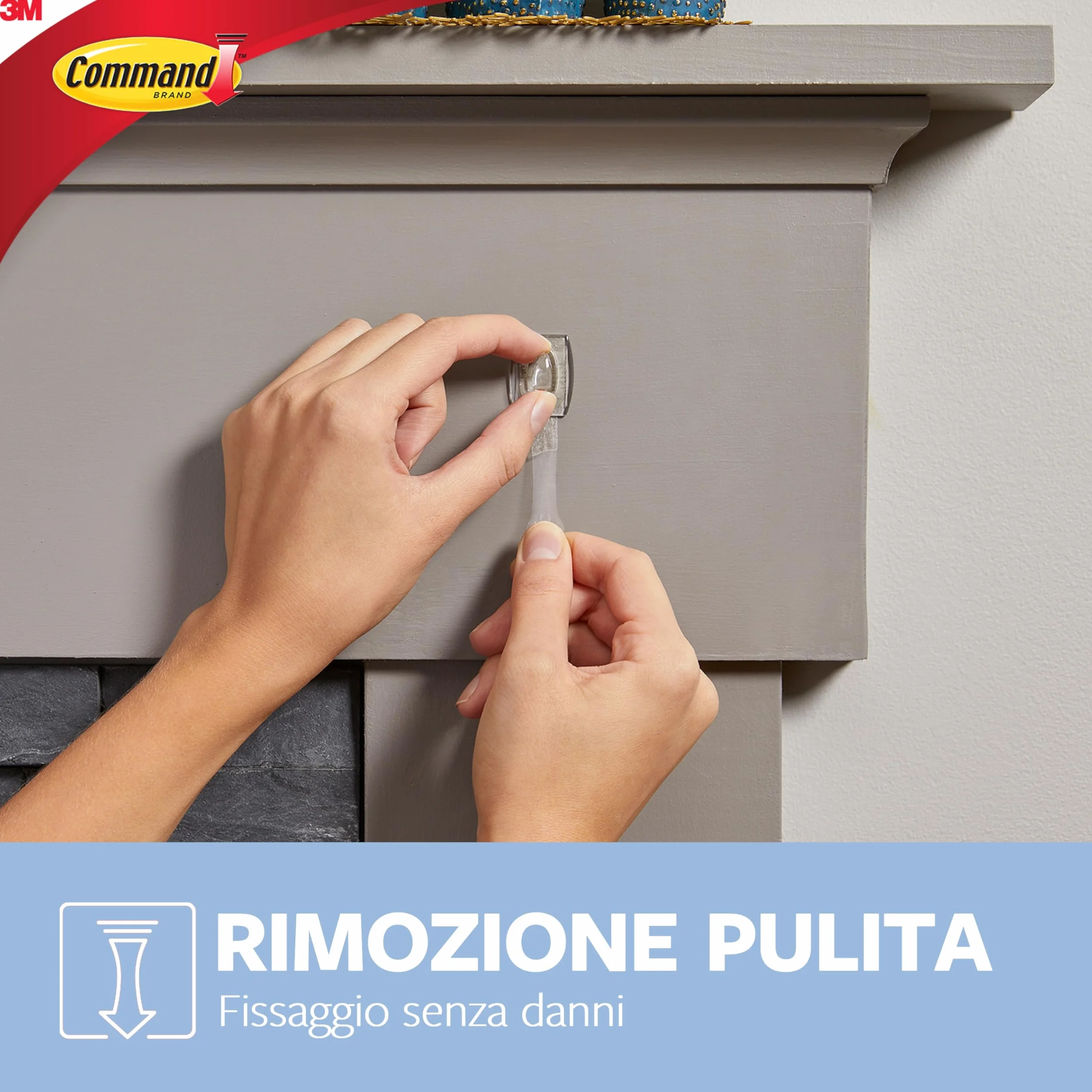 Command Mini Ganci Adesivi Trasparenti per Decorazioni Interne, 6 Ganci e 8 Strisce, Tenuta 225g