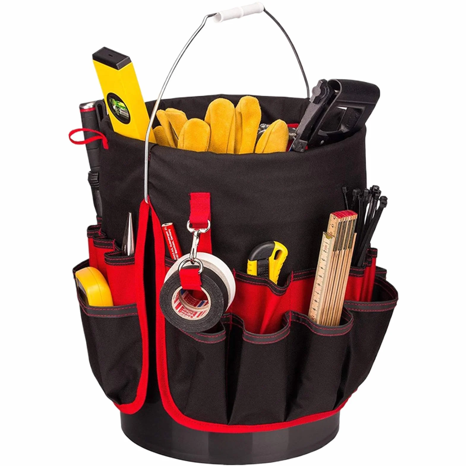 Organizer per secchiello attrezzi da giardino Borsa tasche multiple impermeabile Nero