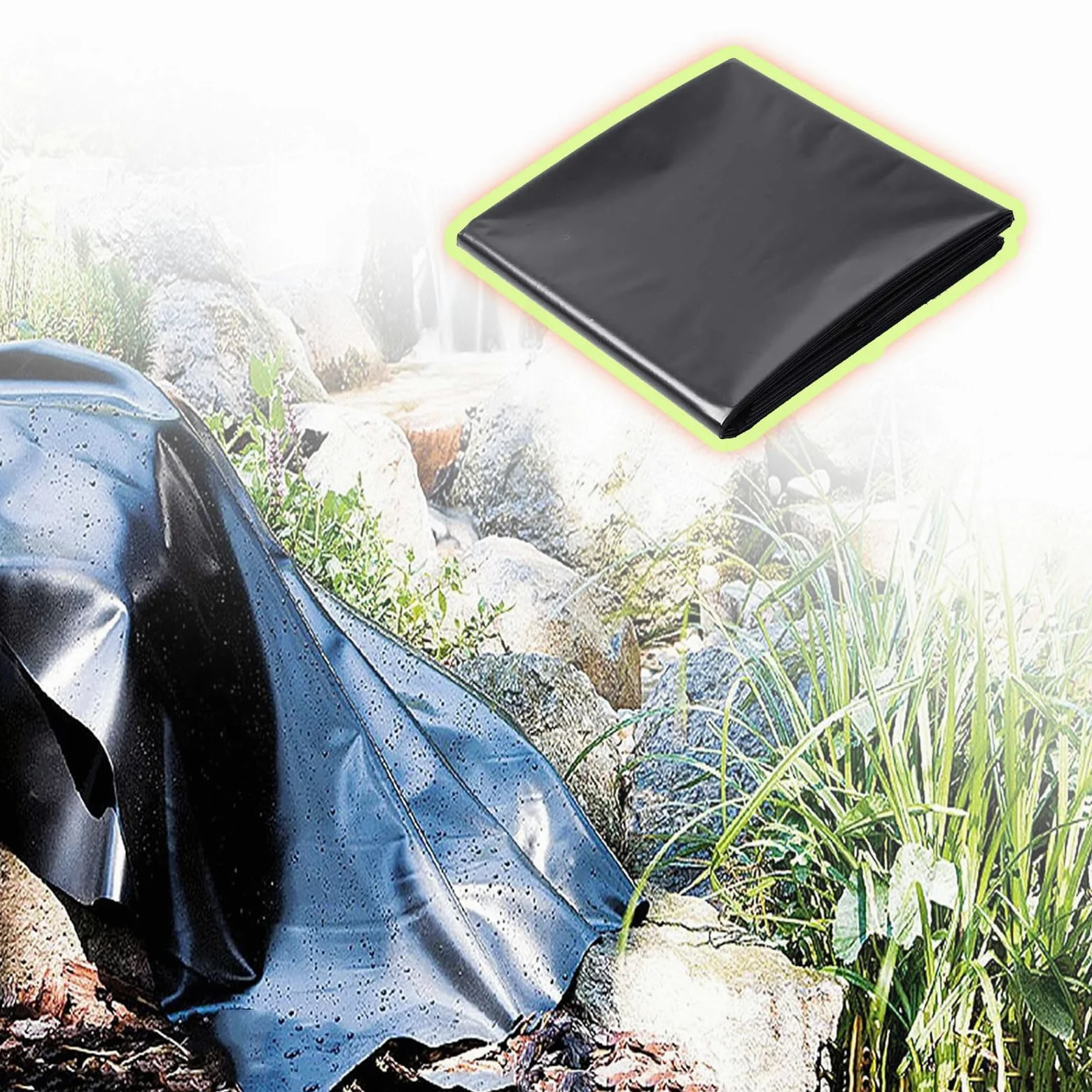 Telo per stagno da giardino 8x10m,telo pvc laghetto,Rivestimento per Laghetto in HDPE Resistente,Fodera Laghetto Flessibile per Piscina Giardino per Laghetti,Fontane,Giardini Acquatici e Cascate