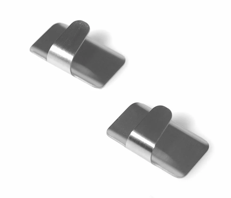 Fackelmann Ganci Adesivi in Acciaio Inox Satinato, 2 Pezzi, Argento