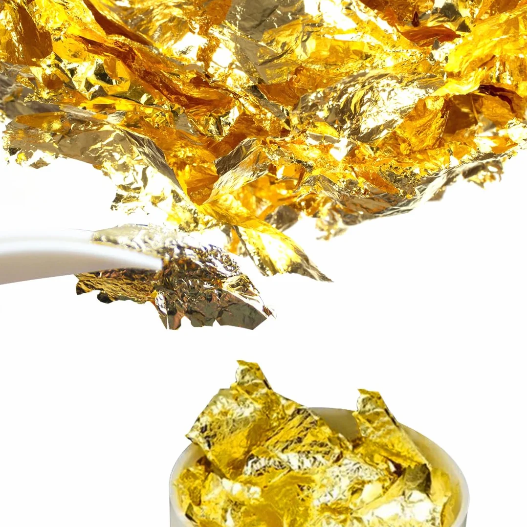 3 Bottiglie Oro Commestibile Oro Alimentare Scaglie di Foglia d'oro Raffinata Perfette per la Decorazione di Torta Dessert Alimentari Vino Bevande Maschere Manicure